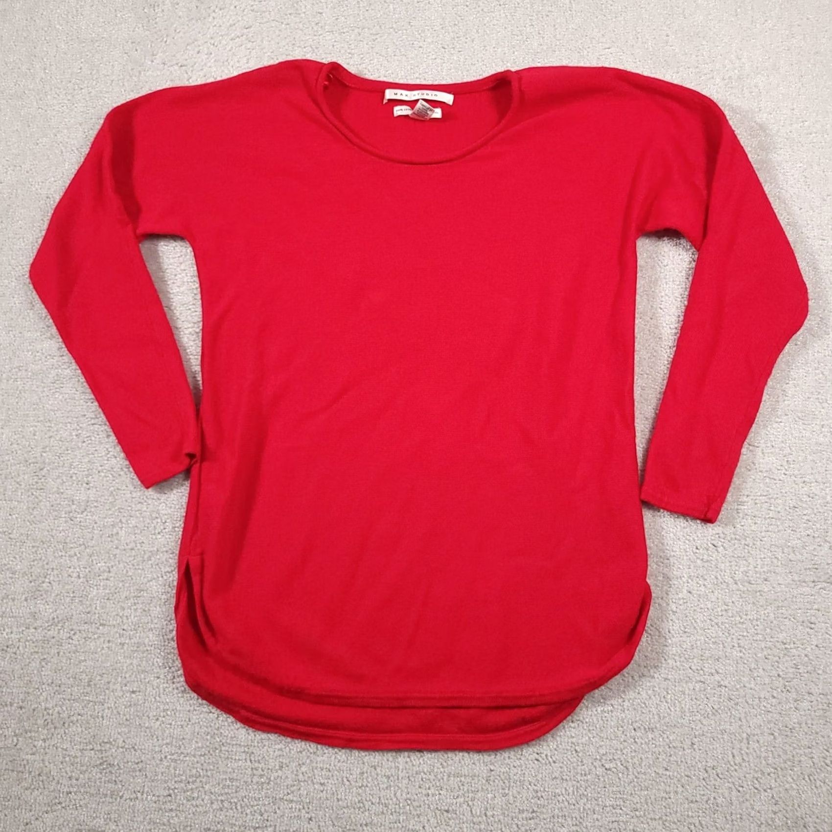 Vintage VINTAGE Max Studio Sweater Long Sleeve Pullover Red Women's Large Merino Wool 100% Knit Regular Crew Neck Fall Winter Spring Mens Women Girls Size L / US 10 / IT 46 - 2 Thumbnail