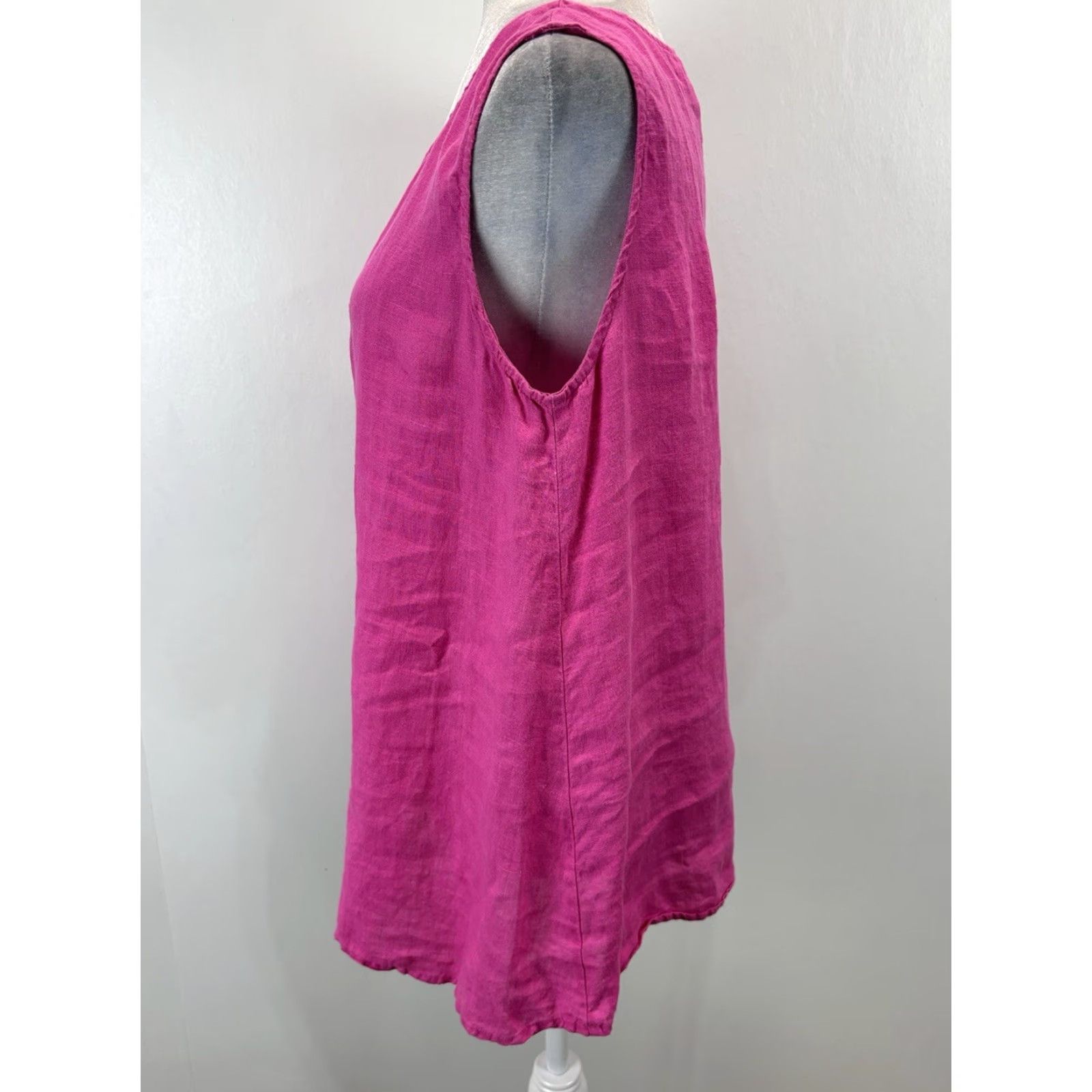 Pinko VINTAGE Yuvita Linen Tank Top Women's Pink Lagenlook Beach Sleeveless Tank M Pink Women’s Shirt Size M Size M / US 6-8 / IT 42-44 - 2 Thumbnail