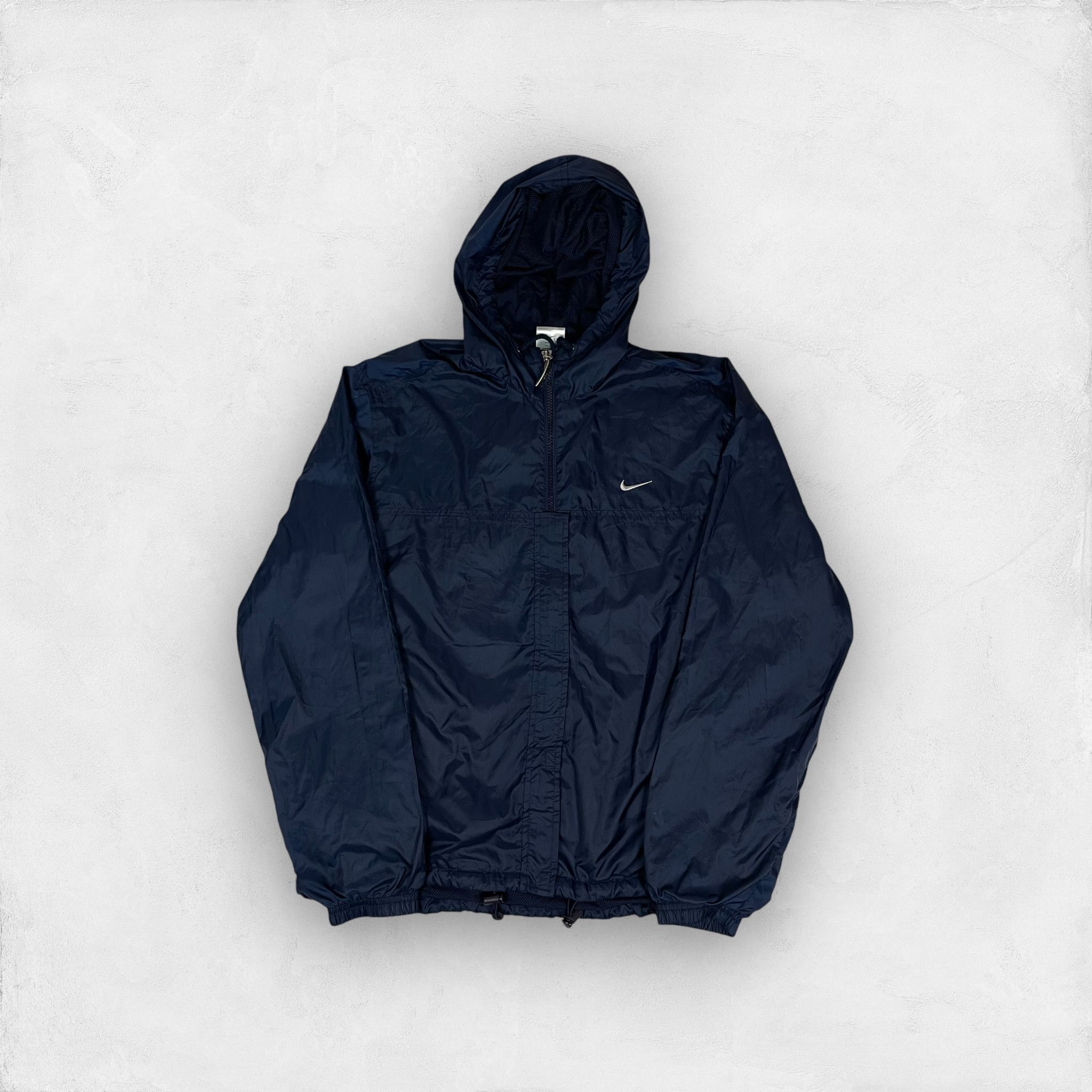 Nike × Vintage Nike Men's Navy Hooded Full Zip Windbreaker Jacket Medium Size US M / EU 48-50 / 2 - 1 Thumbnail