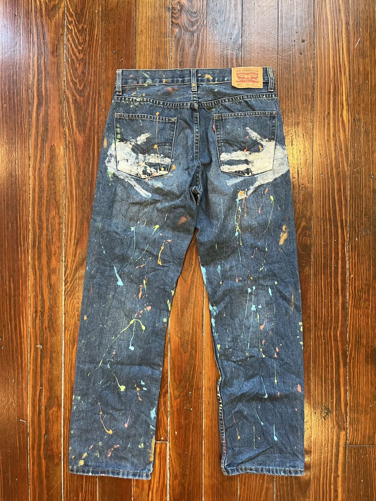 Levi's Levi’s 505 Regular Fit Jeans – Size 29×29 • Unique Painted Size US 29 - 2 Thumbnail