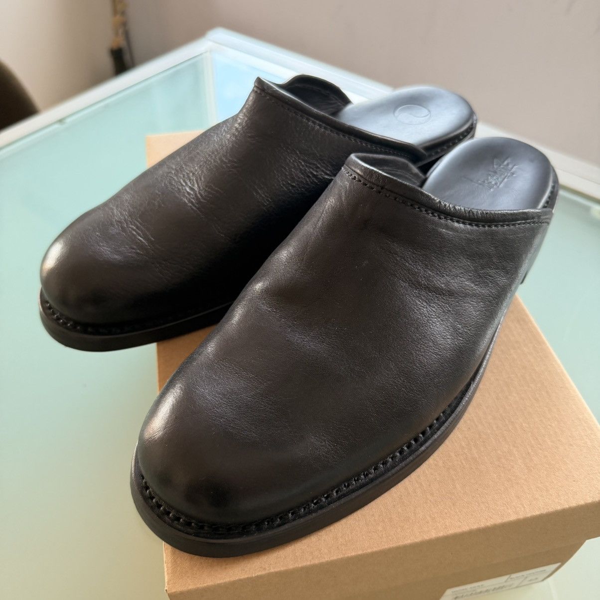Our Legacy × Stussy Workshop Work Mules Black Leather EU 45 Size US 12 / EU 45 - 2 Thumbnail