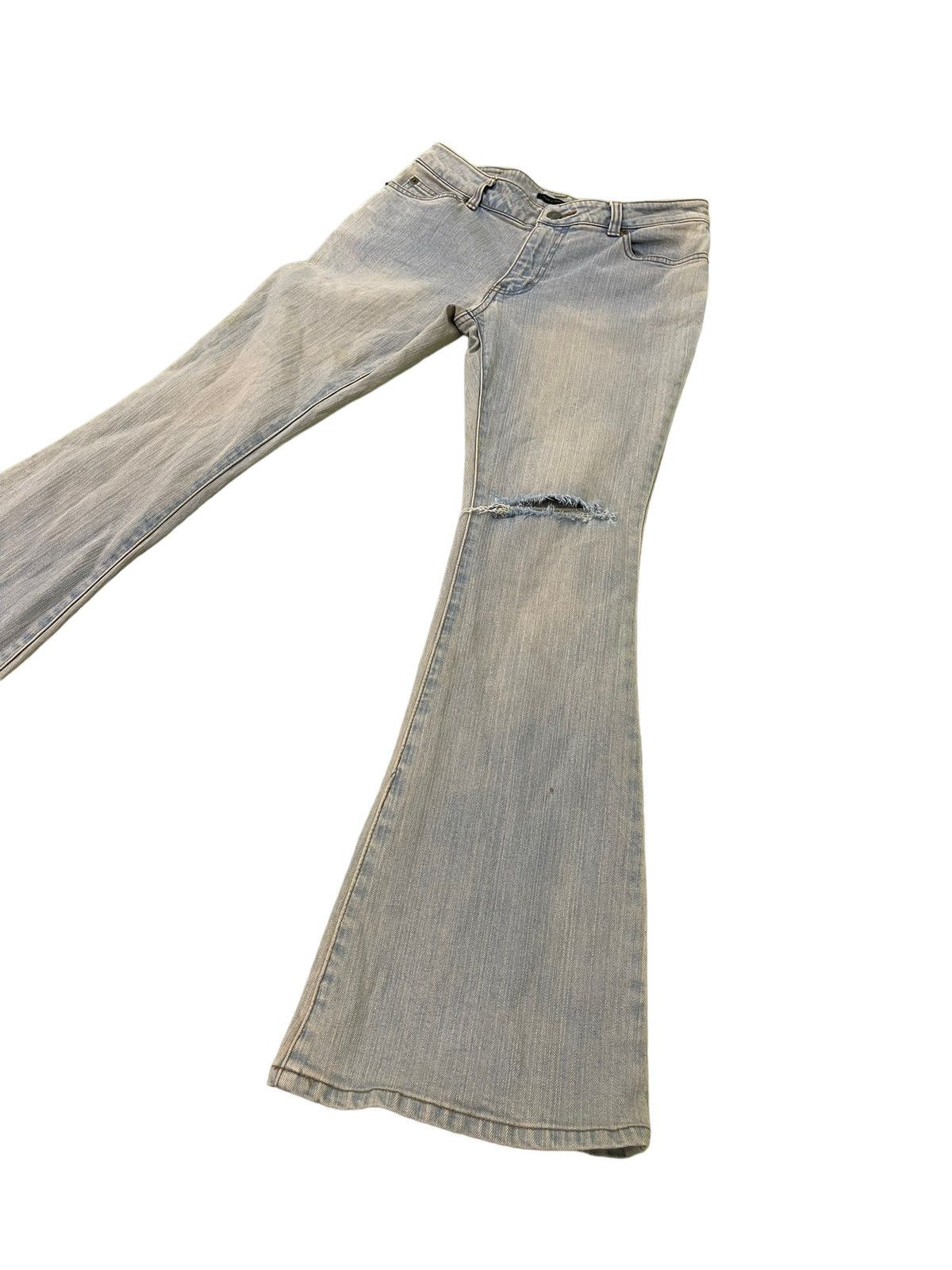 Japanese Brand Flare Jeans Daily Topic Distres Stretch Skinny Boot Cut 8🟦1 Size US 29 - 3 Thumbnail