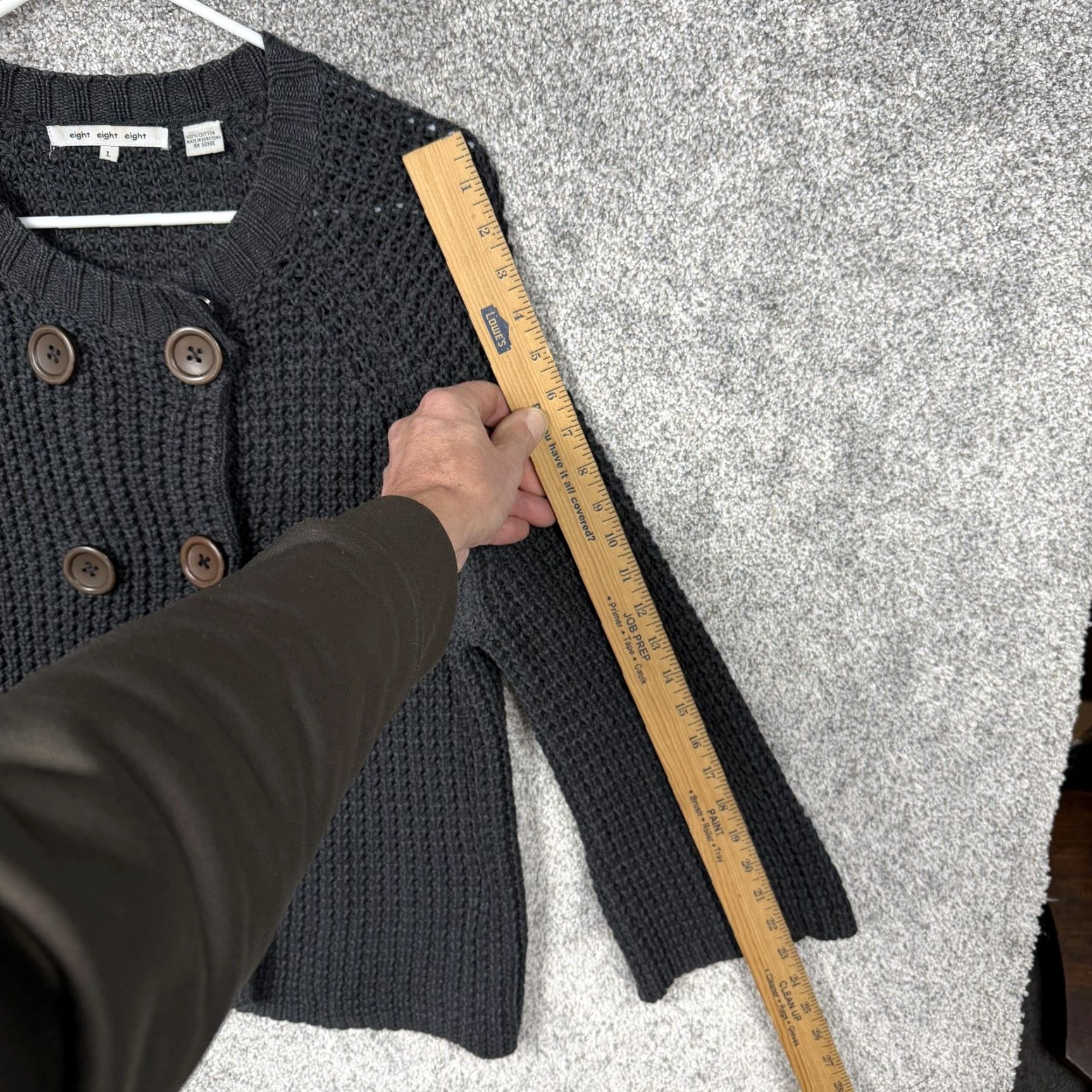 Vintage Eight Eight Eight Cardigan Jacket Womens L Gray Waffle Knit Boho Whimsigoth Casual, Travel Knit Sweater Size L / US 10 / IT 46 - 3 Thumbnail