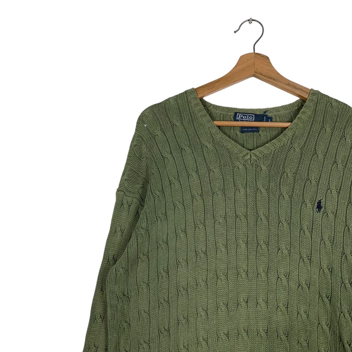 Polo Ralph Lauren POLO RALPH LAUREN Cable Knit Green Sweater #1193-C54 Size US L / EU 52-54 / 3 - 3 Thumbnail