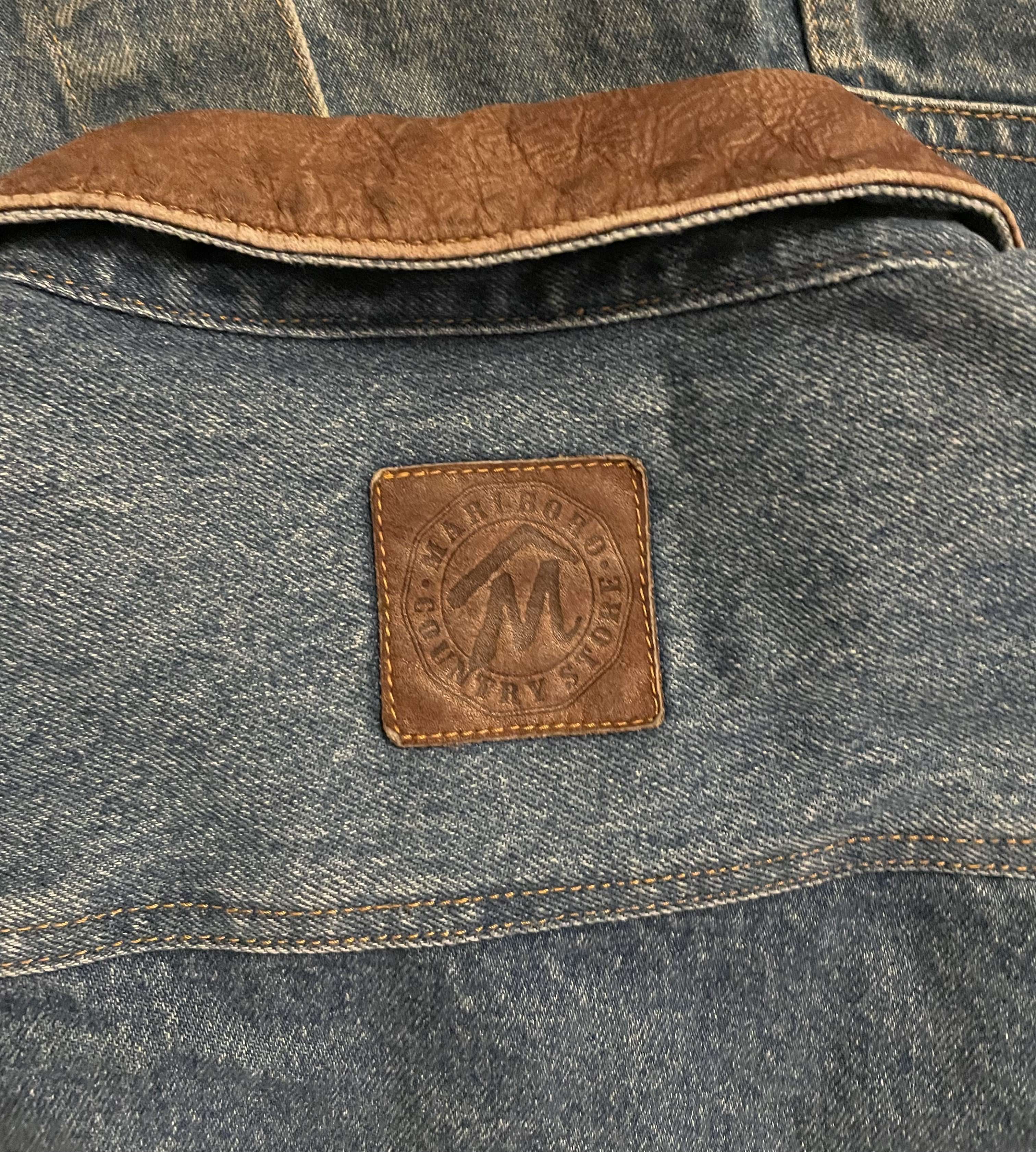 Marlboro Classics Marlboro Classics Denim Jacket Leather Collar Vintage Size US L / EU 52-54 / 3 - 3 Thumbnail