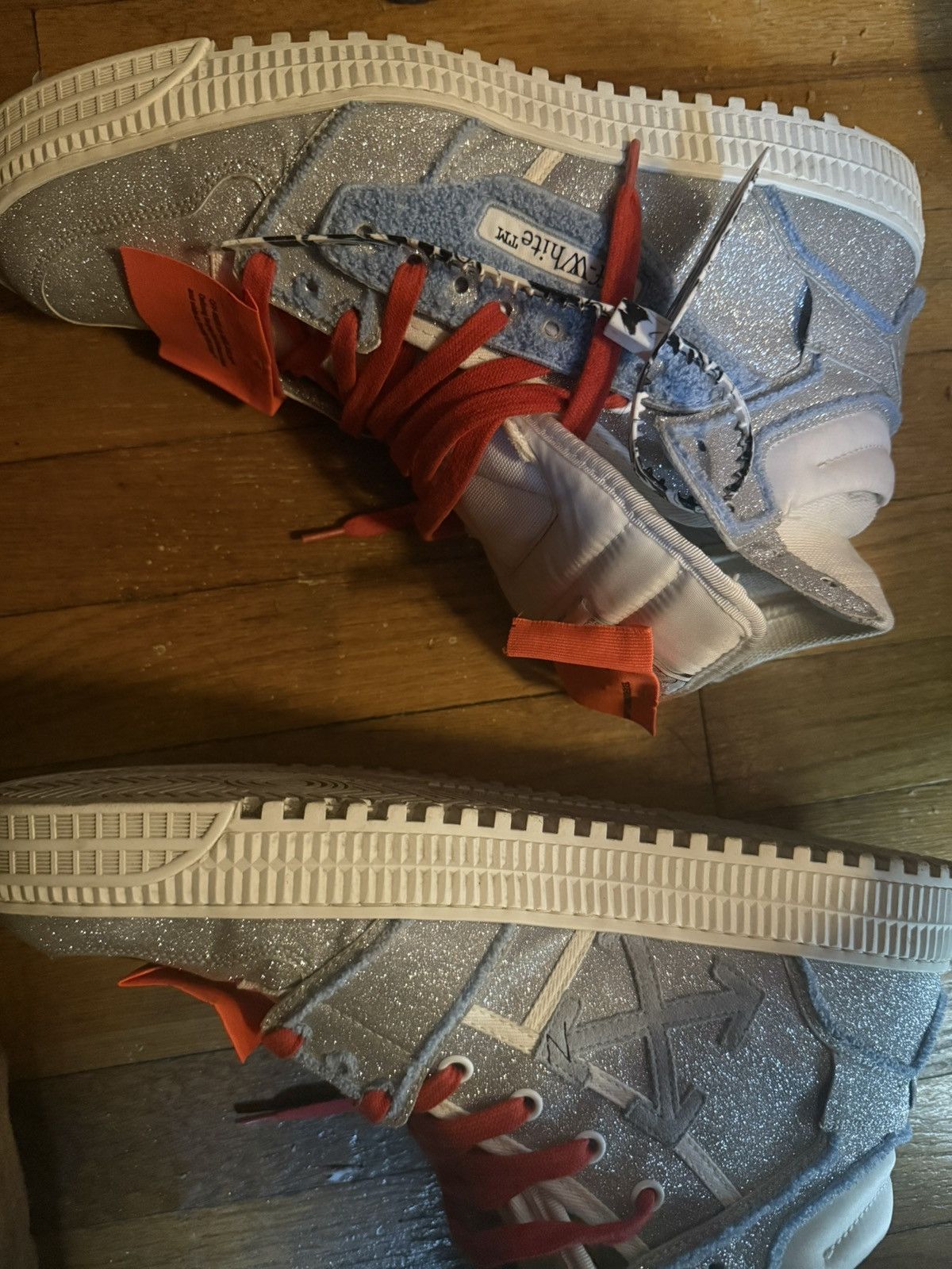 Off-White Off white hi top glitter sneakers Size US 12 / EU 45 - 15 Thumbnail