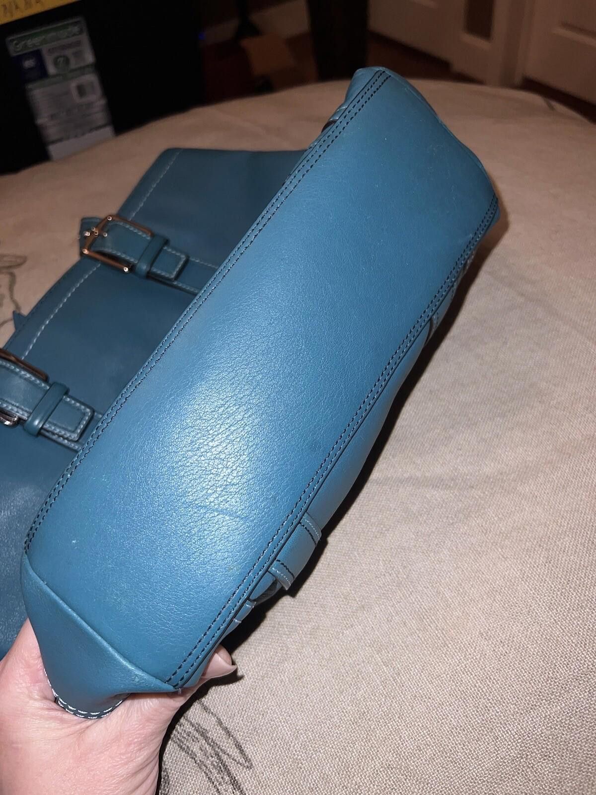 Coach SPRING Teal Peacock Blue Coach Bag Tote Purse Carry All Zip Size ONE SIZE - 11 Thumbnail