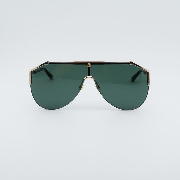 Gucci Gucci GG0584S 002 Sunglasses Gold Shield Frame, Green Lenses Size ONE SIZE - 2 Thumbnail