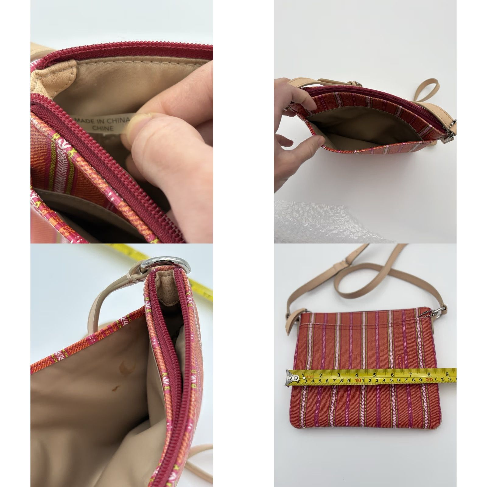 Coach COACH Legacy Weekend Ticking Stripe Crossbody Shoulder Bag Multicolor Canvas Leather Beige Lining Beige Medium Women Crossbody Size ONE SIZE - 8 Thumbnail