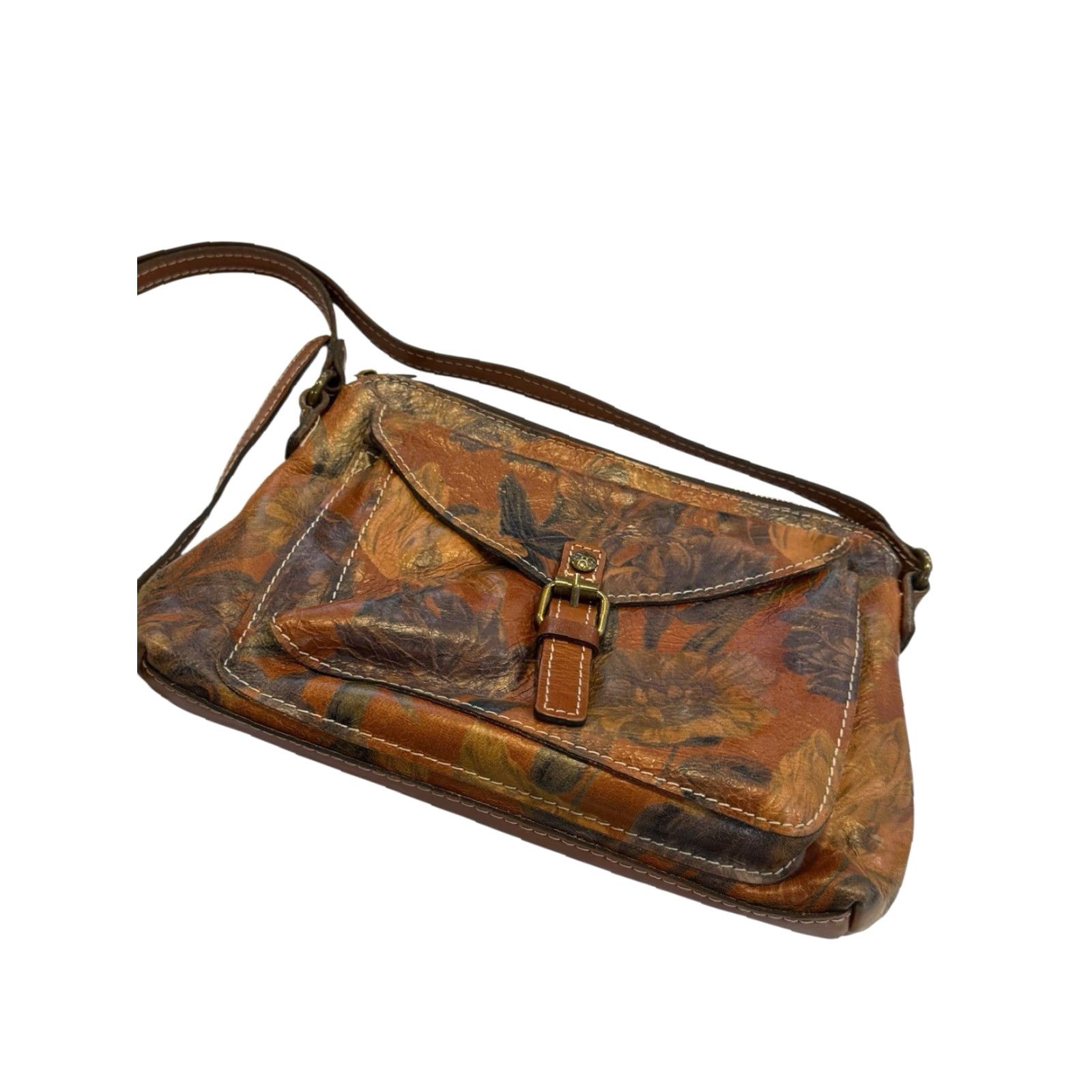 Patricia Nash Patricia Nash Avellino Floral Leather Crossbody Handbag Purse Fall Colors Size ONE SIZE - 3 Thumbnail