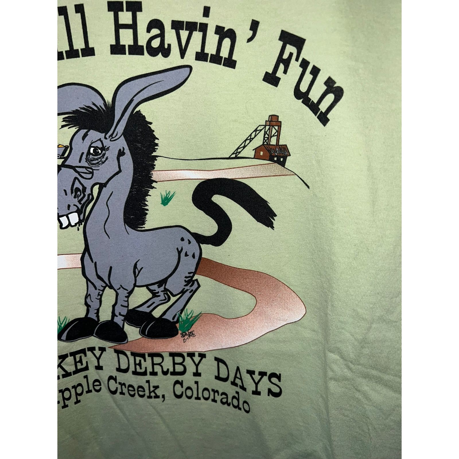 Port Authority Vintage Donkey Derby Days Shirt Cripple Creek Green Tee M Size US M / EU 48-50 / 2 - 5 Thumbnail