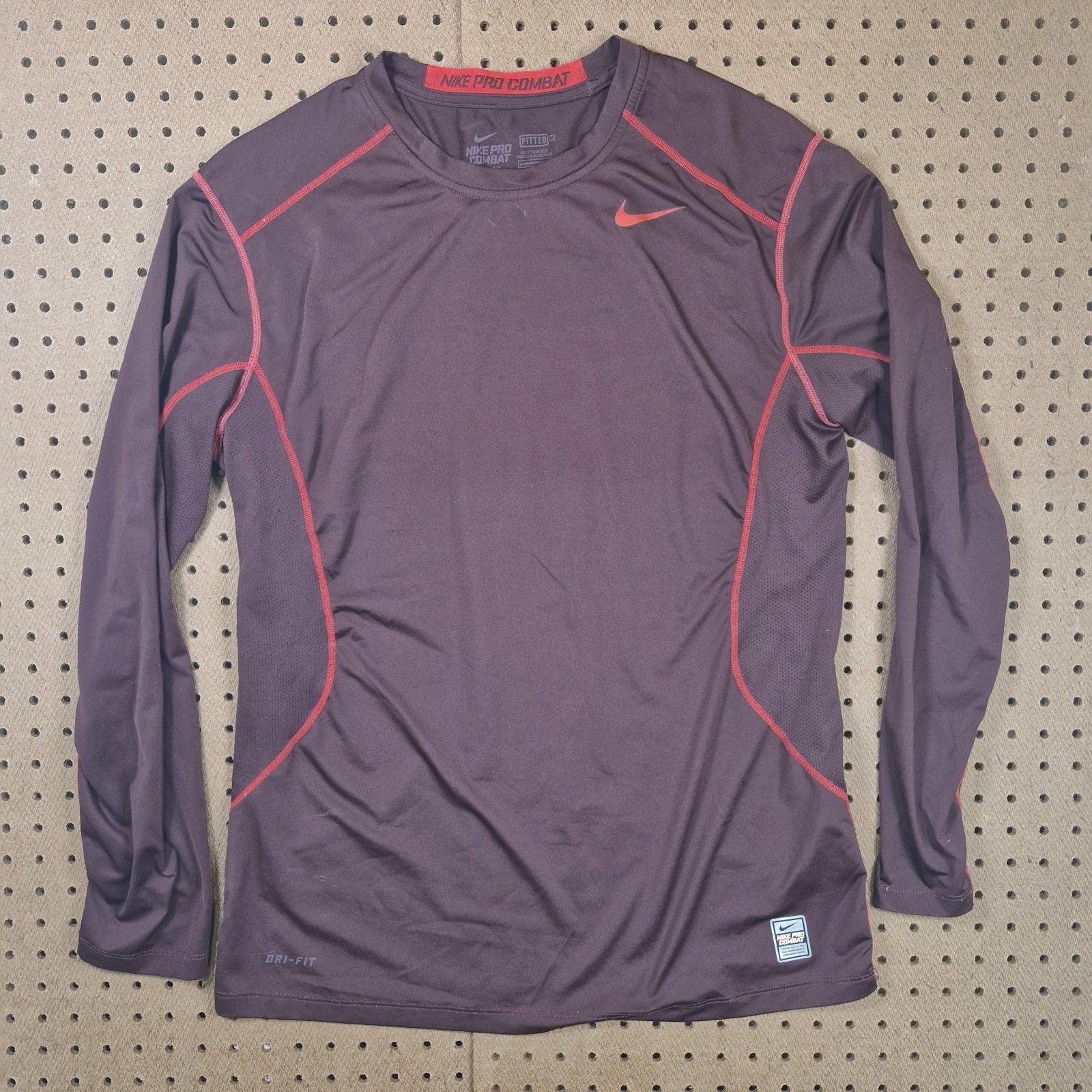 Nike Nike Pro Combat Shirt Mens Large Maroon Dri Fit Long sleeve Size US L / EU 52-54 / 3 - 1 Thumbnail