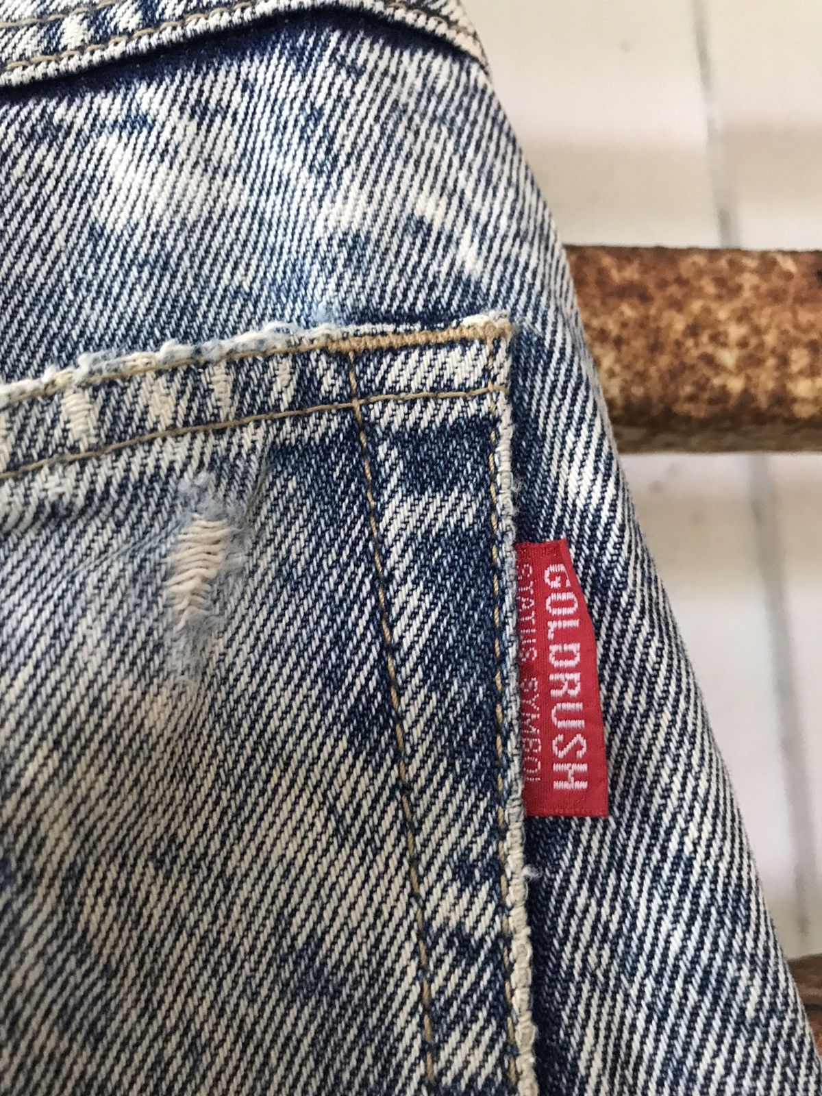 Japanese Brand Vintage GOLD RUSH Acid Wash Jeans 29x30 Size US 29 - 3 Thumbnail