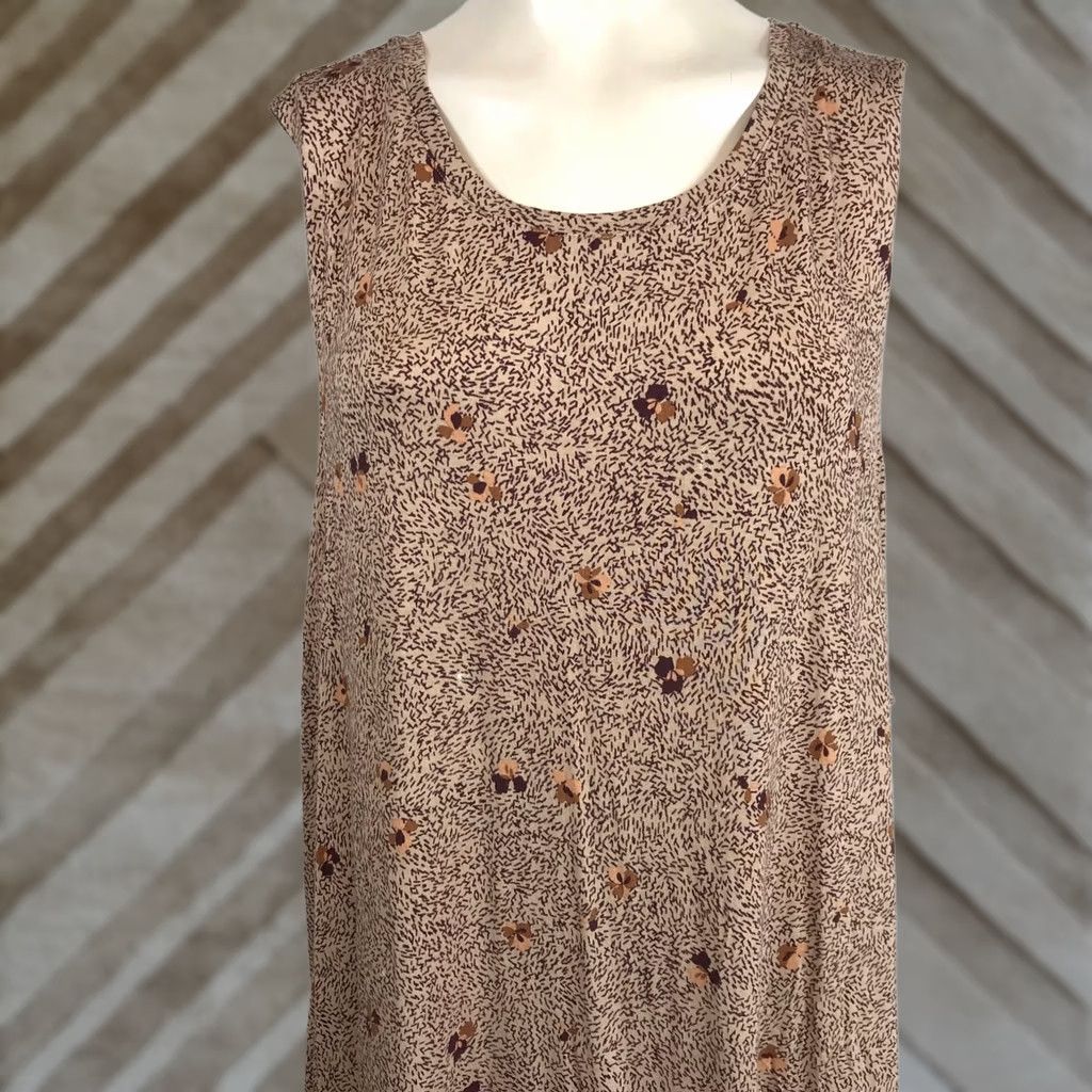 Logo 7 100 Layers Women's Plus Size 3X Brown Floral Sleeveless Midi Dress Casual Size XXL / US 16-18 / IT 52-54 - 1 Thumbnail