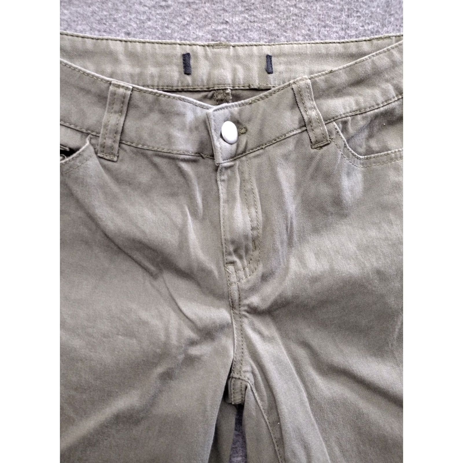 Olive Wax Jean Slim Jeans Women's Juniors 7 Olive Green Cotton Blend 5-Pocket Stretch City Size 28" / US 6 / IT 42 - 3 Thumbnail