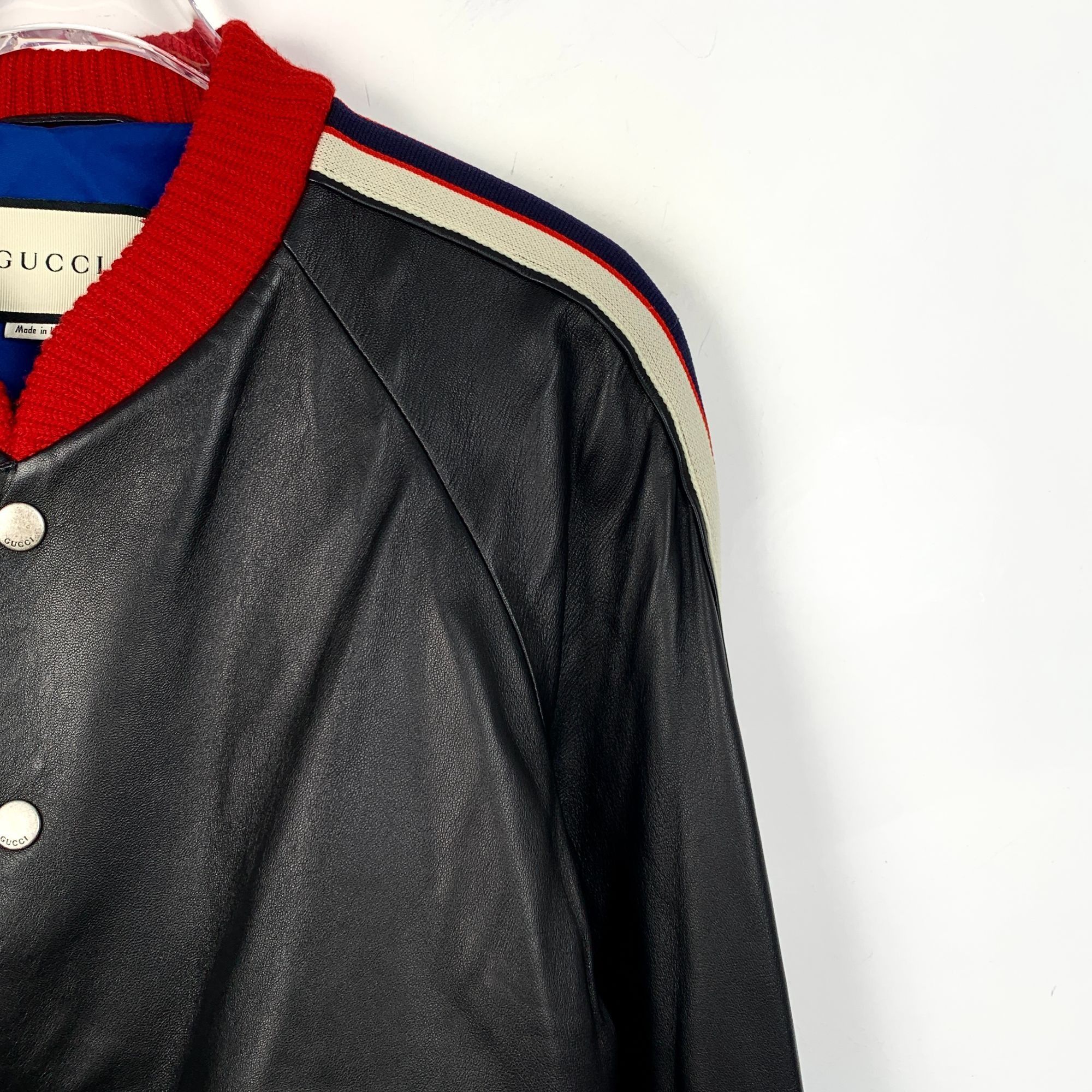 Gucci Gucci Hollywood Black Leather Jacket Red Trim Ribbed Collar Size US S / EU 44-46 / 1 - 7 Thumbnail