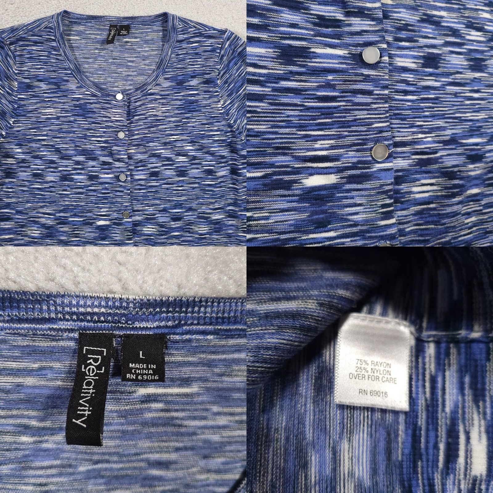 Vintage Relativity Womens Blue Striped Shirt Size Large Button Up Scoop Neck Long Sleeve Size L / US 10 / IT 46 - 8 Thumbnail