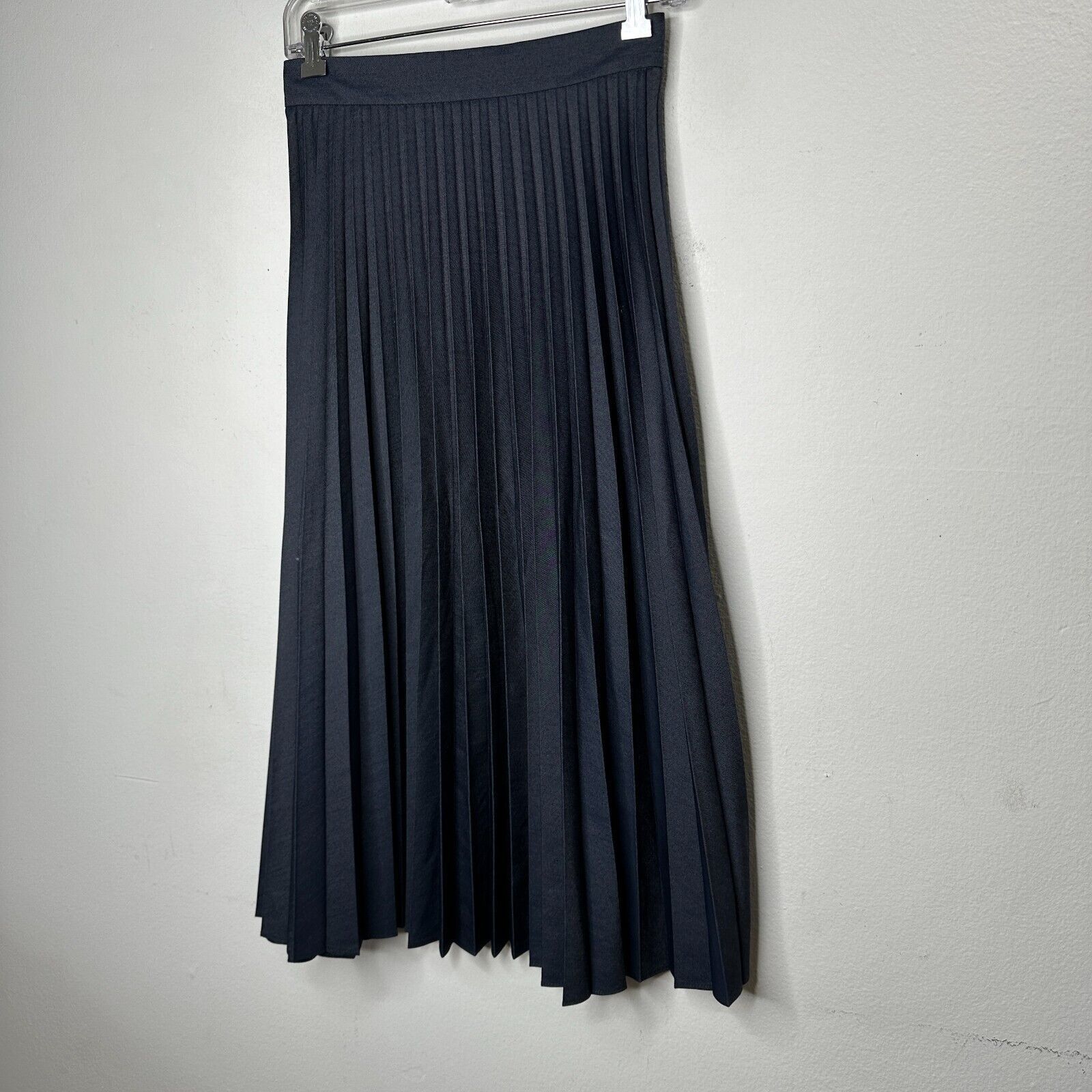 Zara Zara Dark Blue Box Pleat Denim Look Midi Skirt Side Zip XS Size 25" / US 0 / IT 36 - 5 Thumbnail
