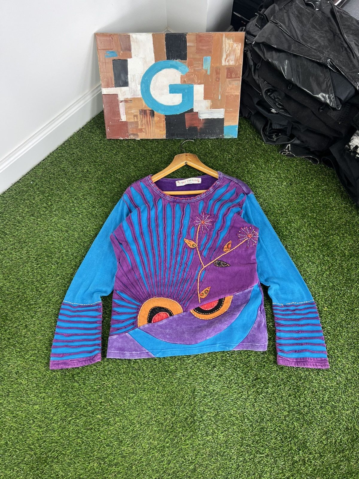 Handmade Vintage 90s Nepal Handmade Painted TieDye Long Sleeves Shirt Size L / US 10 / IT 46 - 1 Thumbnail