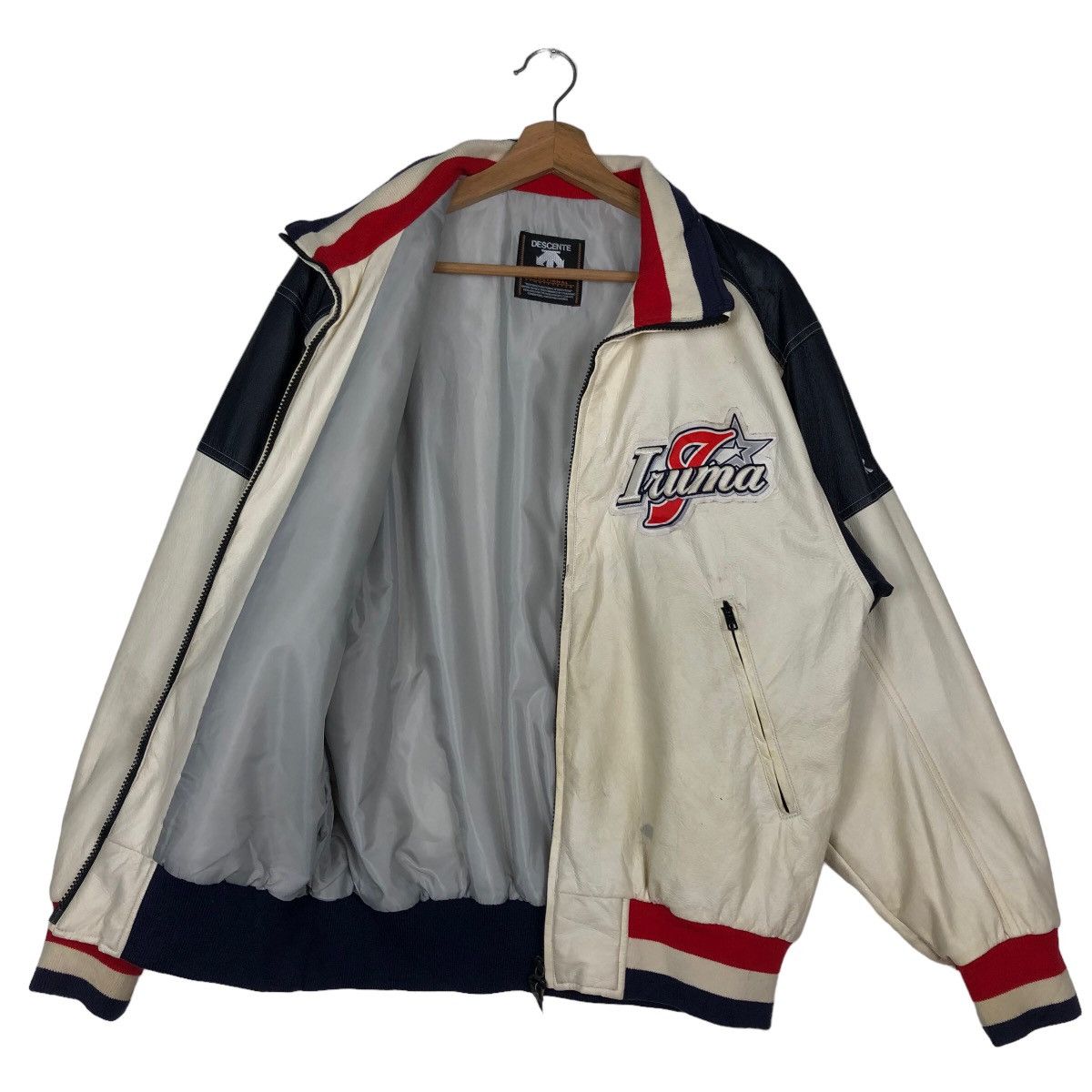 Japanese Brand 🔥Vintage Leather Bomber Jacket Descente Japan Big Logo Size US M / EU 48-50 / 2 - 8 Thumbnail