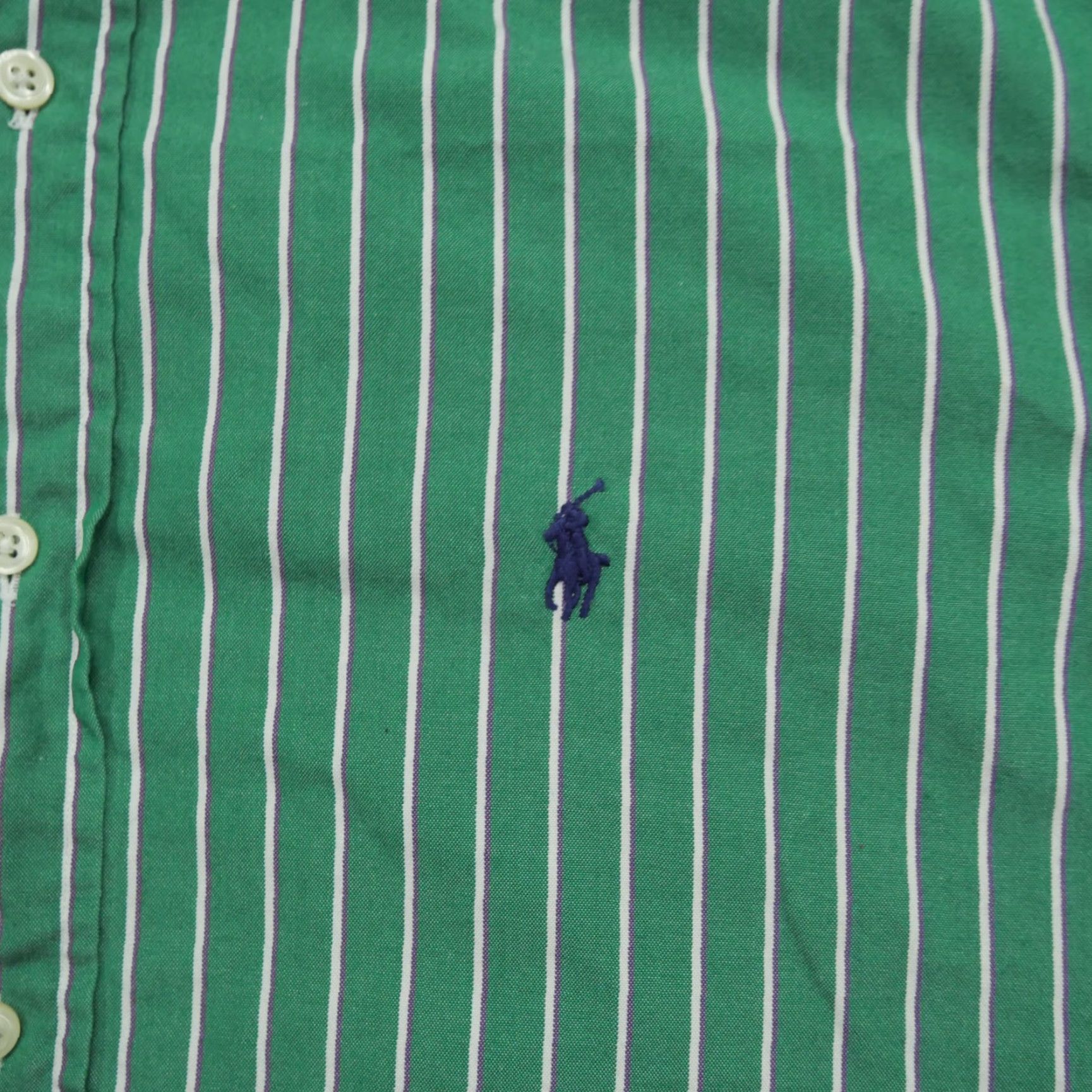 Polo Ralph Lauren Ralph Lauren Shirt Mens 16 34 Green Purple Striped Button Up Small Pony Size US L / EU 52-54 / 3 - 2 Thumbnail