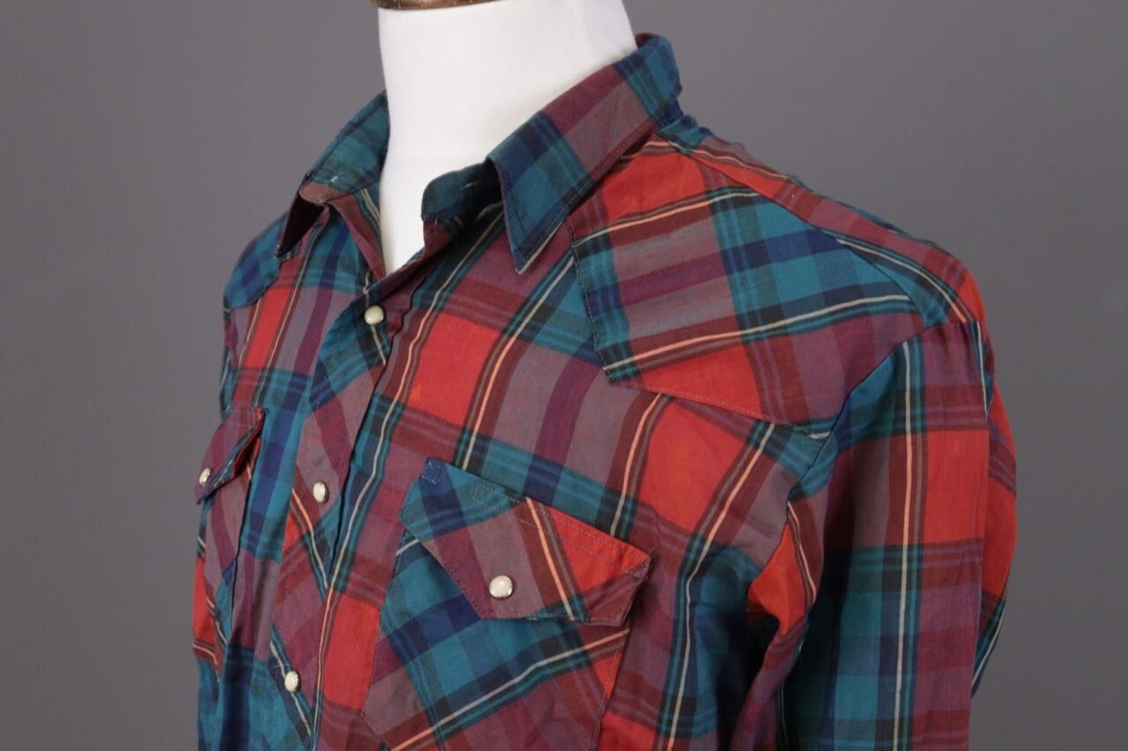 Wrangler Vintage Wrangler Multi Check Snap Western Shirt Size XL Size US XL / EU 56 / 4 - 7 Thumbnail