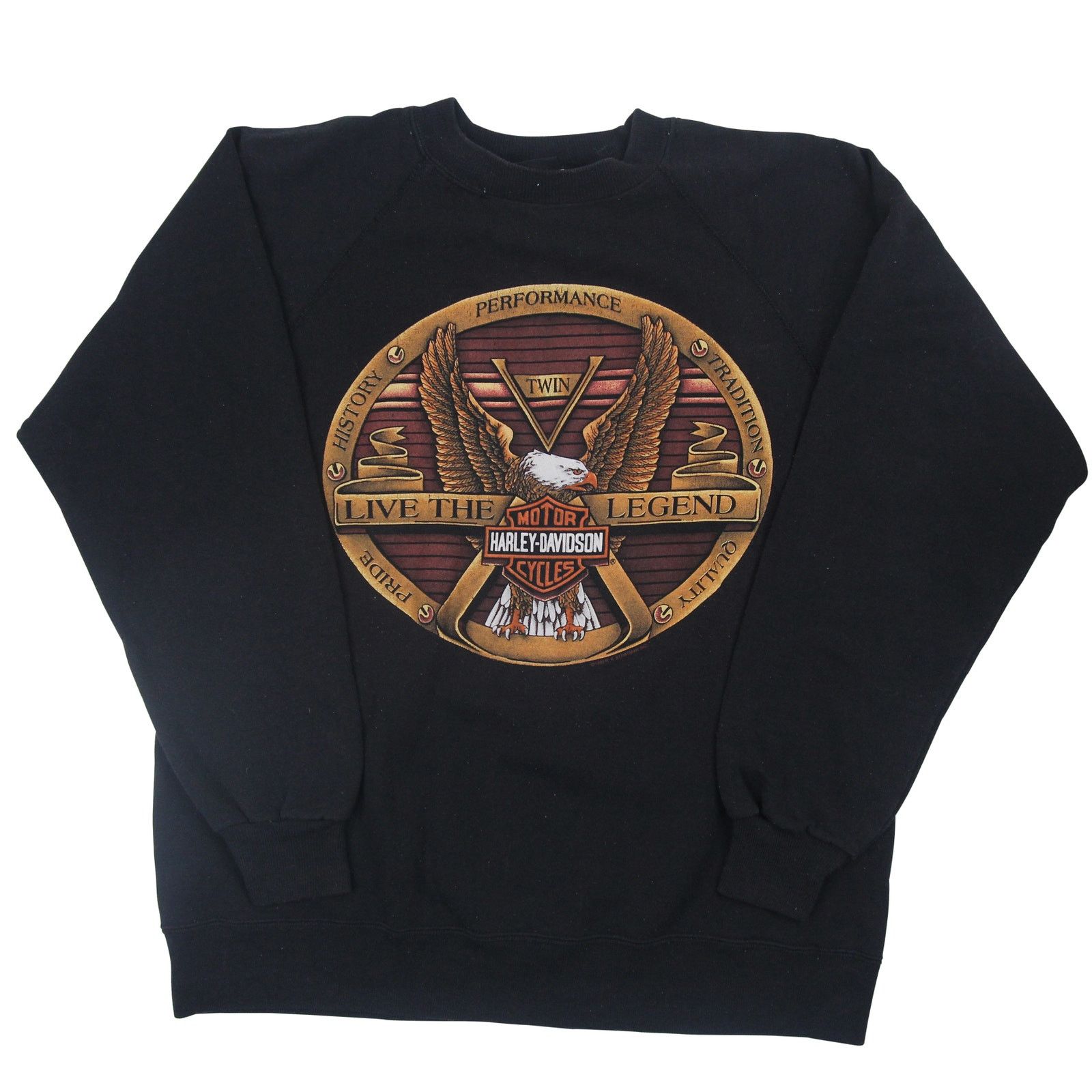 Harley Davidson × Vintage Vintage Harley Davidson Vtwin Eagle Crest Graphic Sweatshirt Size US L / EU 52-54 / 3 - 1 Thumbnail