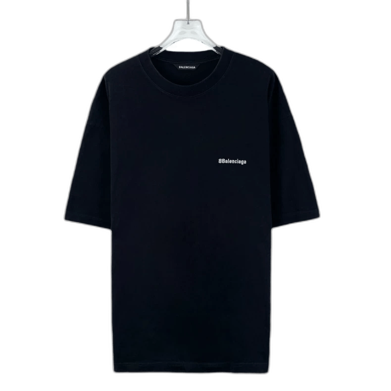 Balenciaga Balenciaga Black Logo Embroidered Cotton T-Shirt Size US S / EU 44-46 / 1 - 1 Thumbnail