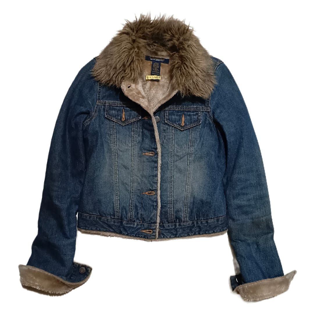 Abercrombie & Fitch 2000's Fur Denim Jacket Size XS / US 0-2 / IT 36-38 - 1 Thumbnail