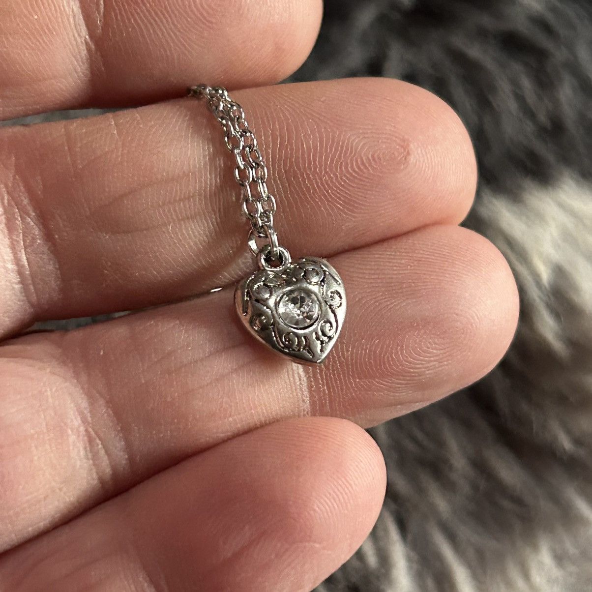 Handmade Handcrafted clear glass stone accent filigree heart necklace Size ONE SIZE - 1 Thumbnail