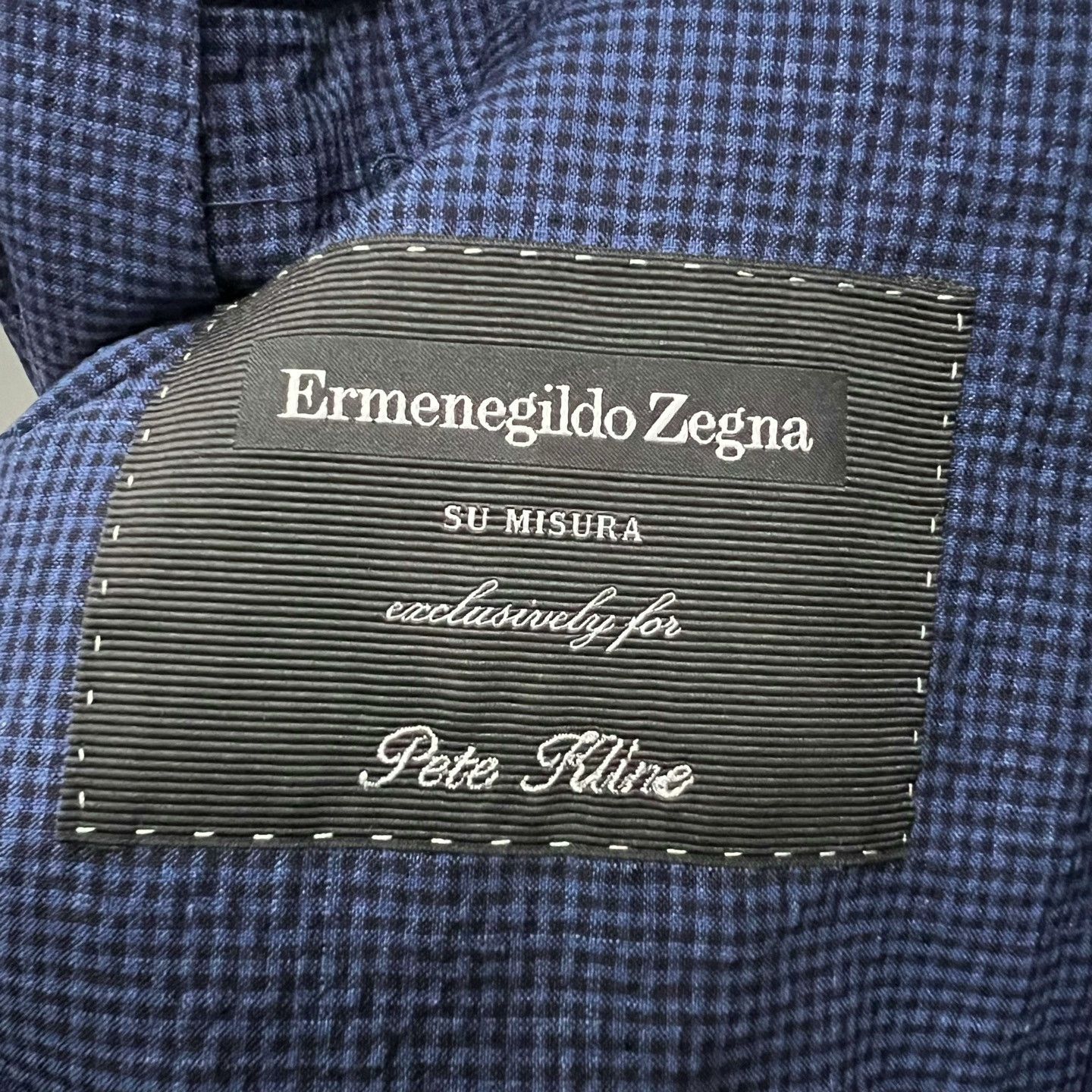 Ermenegildo Zegna Zegna Dark Blue Small Check Suit Size US L / EU 52-54 / 3 - 5 Thumbnail