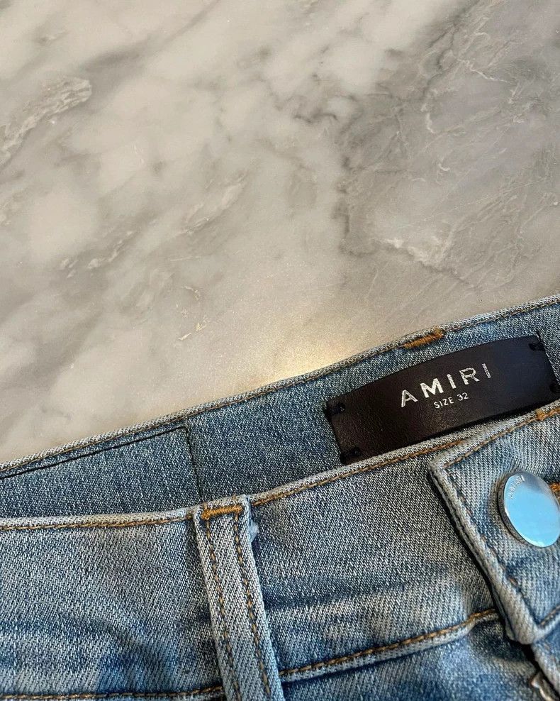 Amiri Amiri Blue watercolor rendering patchwork Thrash MX1 jeans Size US 32 / EU 48 - 2 Thumbnail