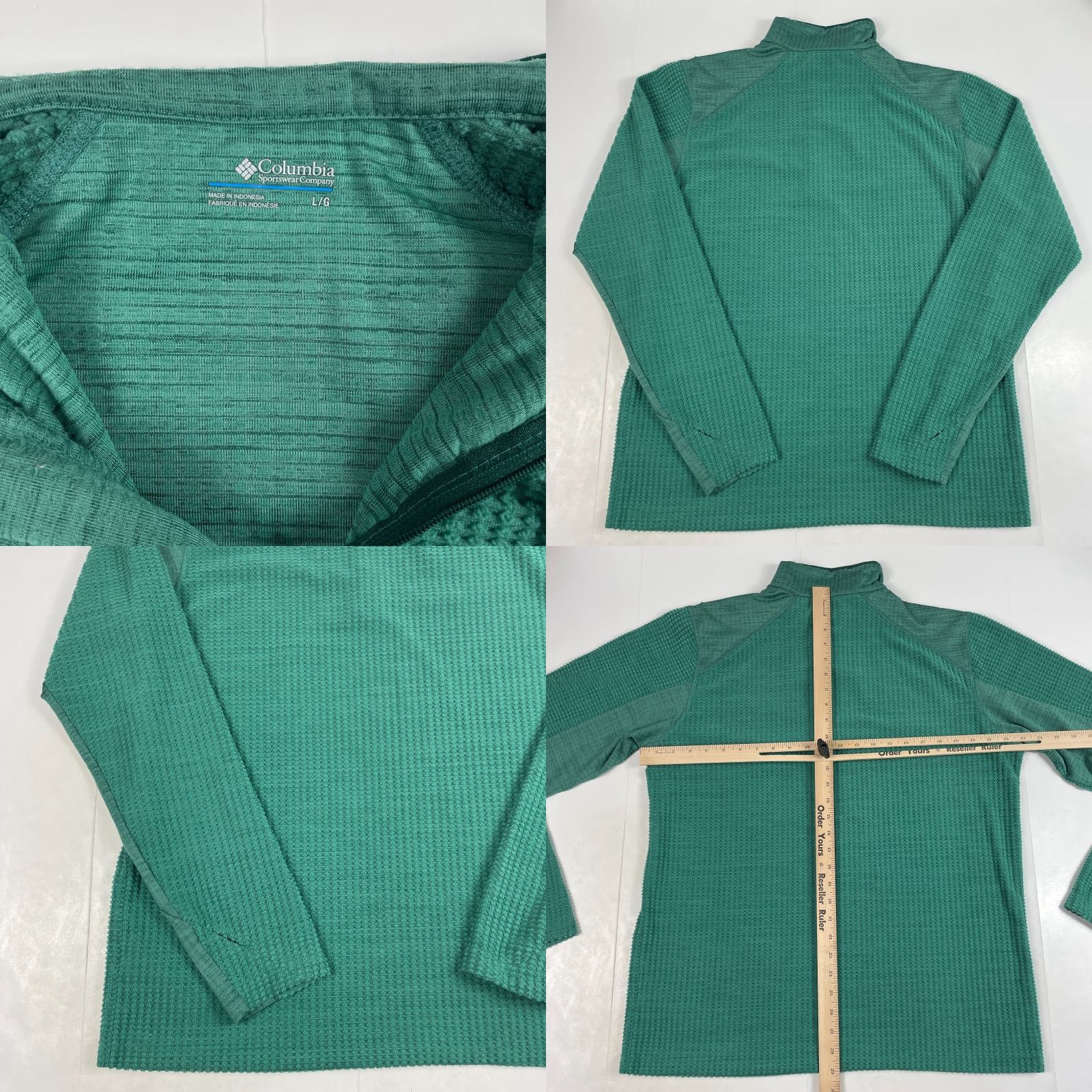 Vintage Columbia Jacket Men Large Green Grid Fleece 1/4 Zip Pullover Hiking Ski Outdoors Size US L / EU 52-54 / 3 - 8 Thumbnail
