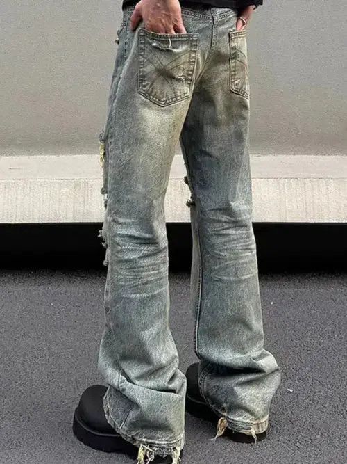 Jean Washed and ripped street hip-hop baggy jeans Size US 33 - 2 Thumbnail