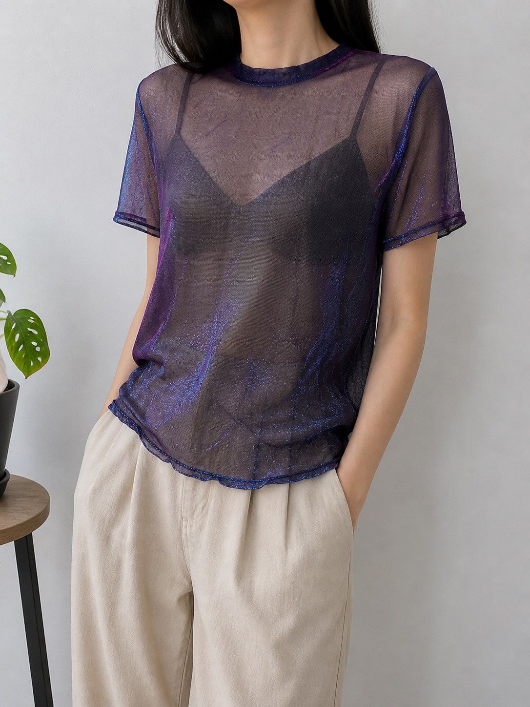 Shein SHEIN Holographic Mesh Short Sleeve T-Shirt Size M / US 6-8 / IT 42-44 - 10 Thumbnail