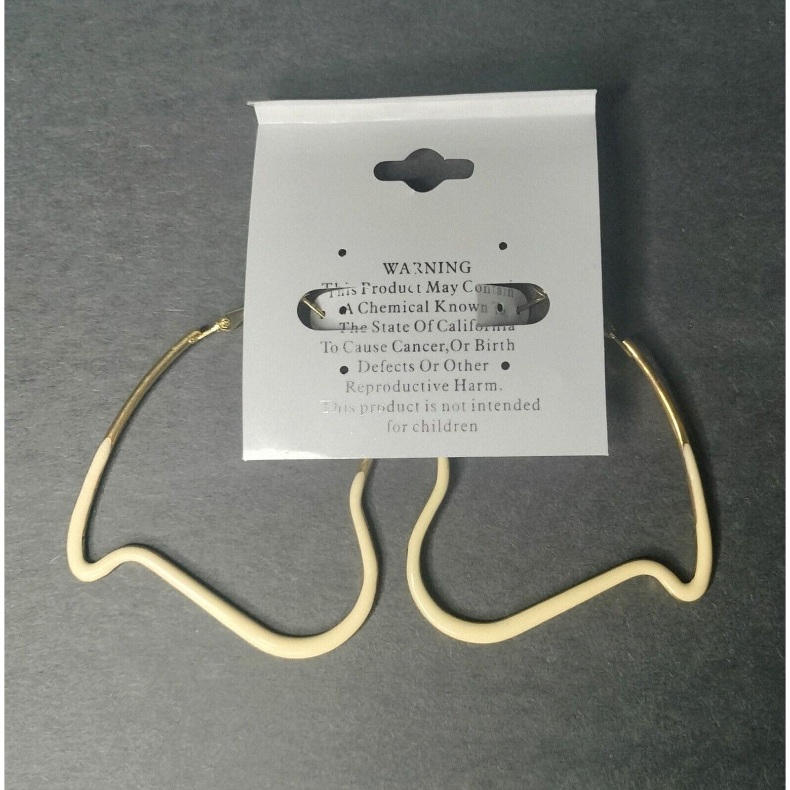 Other Hoop Earrings Fashion Jewelry Eggshell White Asymmetrical He Size ONE SIZE - 4 Thumbnail
