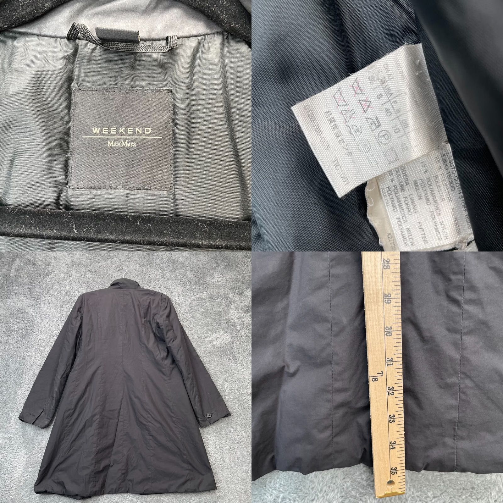 Max Mara VINTAGE Weekend Max Mara Jacket Women 8 Black Coat Lined Mock Button Front Long Weekend Insulate Size M / US 6-8 / IT 42-44 - 8 Thumbnail