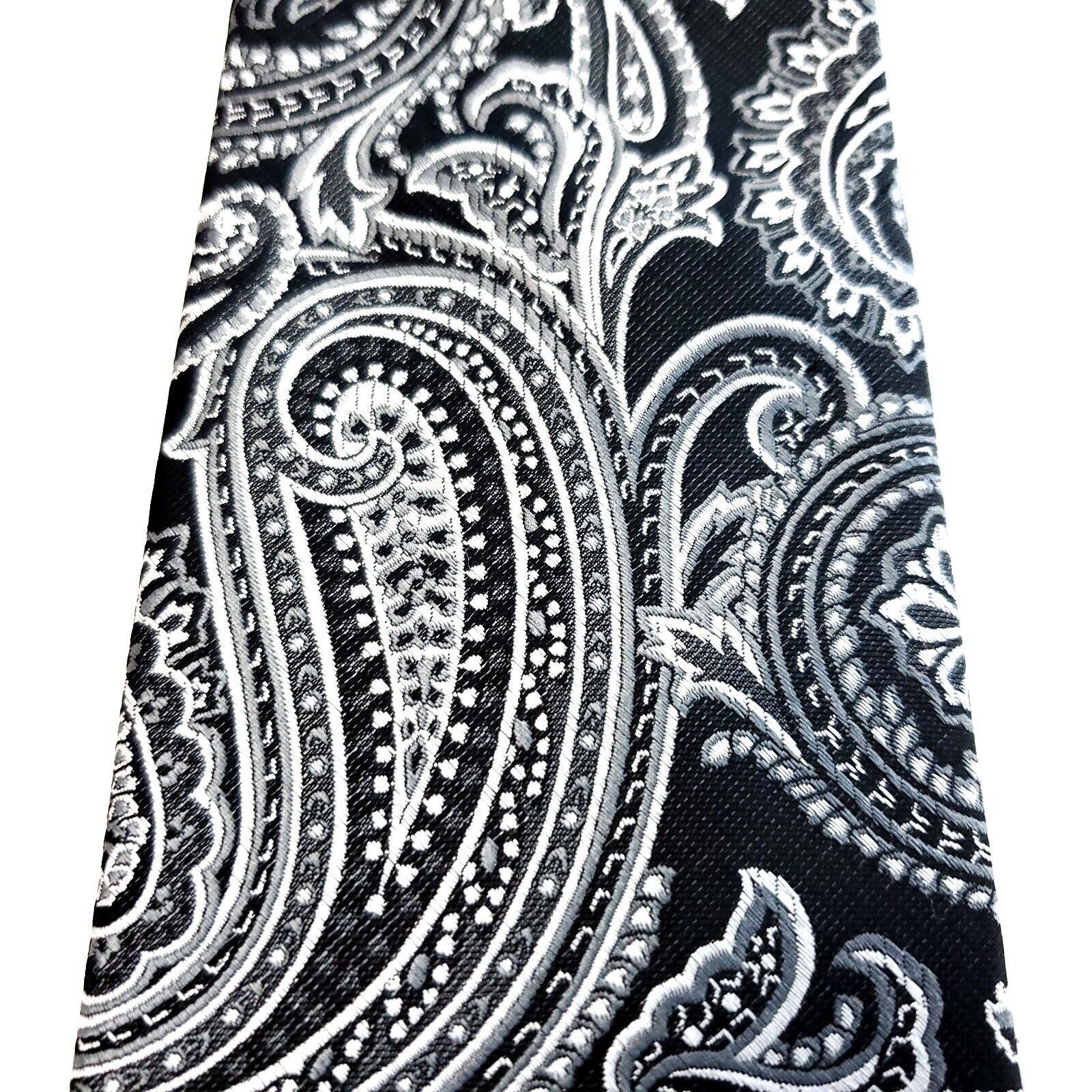 Pierre Cardin Pierre Cardin Paisley Woven Gray Skinny Polyester Tie Size ONE SIZE - 2 Thumbnail