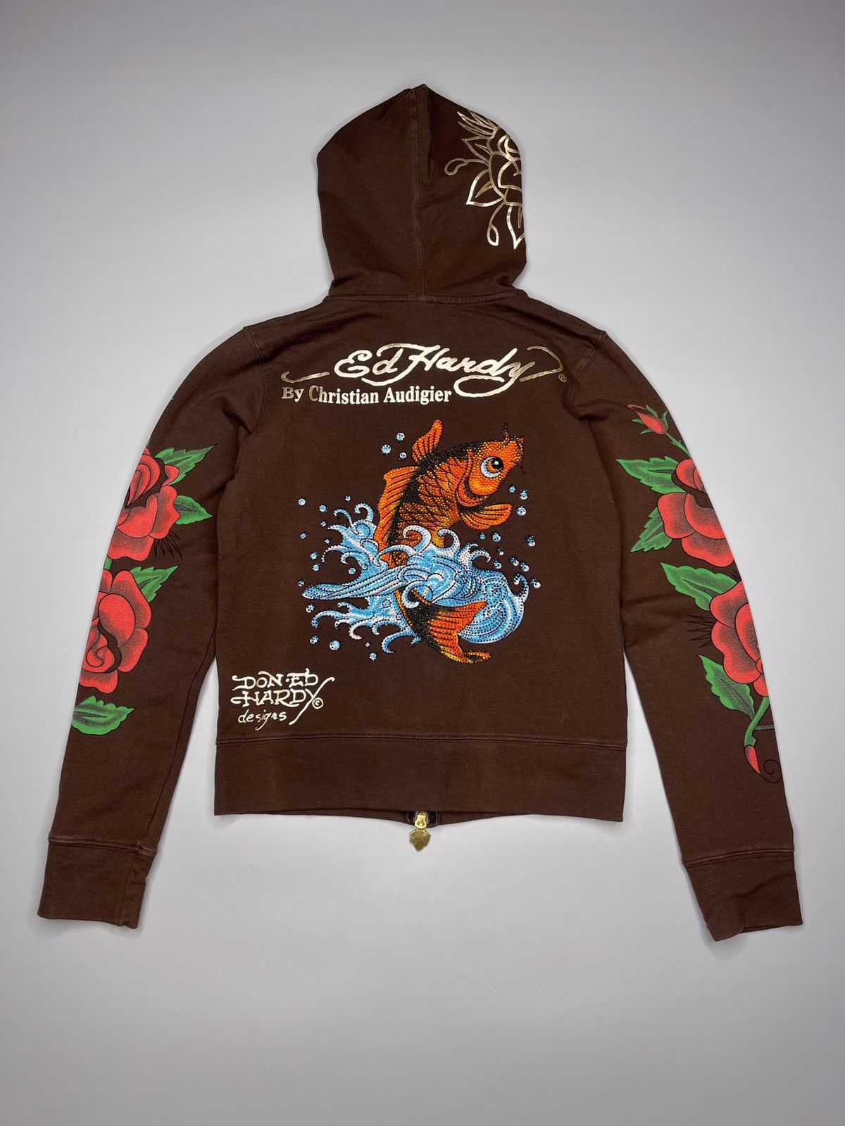 Ed Hardy × Vintage Vintage Y2k Ed hardy Bu Christian Audigier Zip Up Hoodie Size L / US 10 / IT 46 - 2 Thumbnail