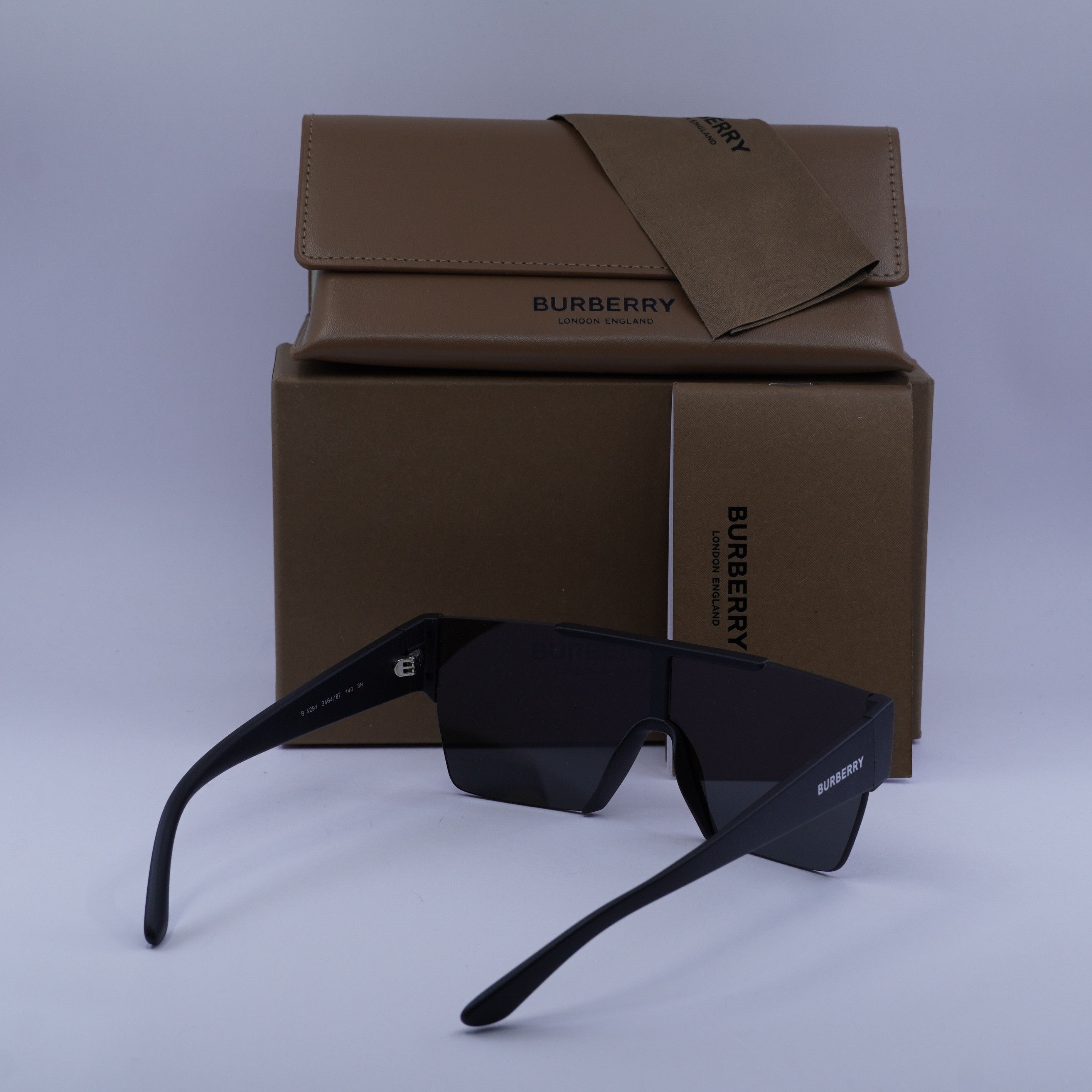 Burberry Burberry BE4291 3464/87 Shield Sunglasses Matte Black Frame Size ONE SIZE - 10 Thumbnail
