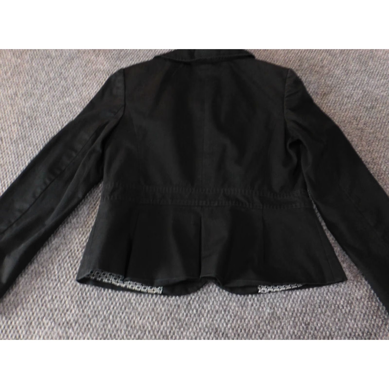 Ann Taylor Ann Taylor Black Womens Blazer Jacket 6 Button Classic Casual Stretch Cotton Knit Mid-Length Long Sleeve Size M / US 6-8 / IT 42-44 - 7 Thumbnail