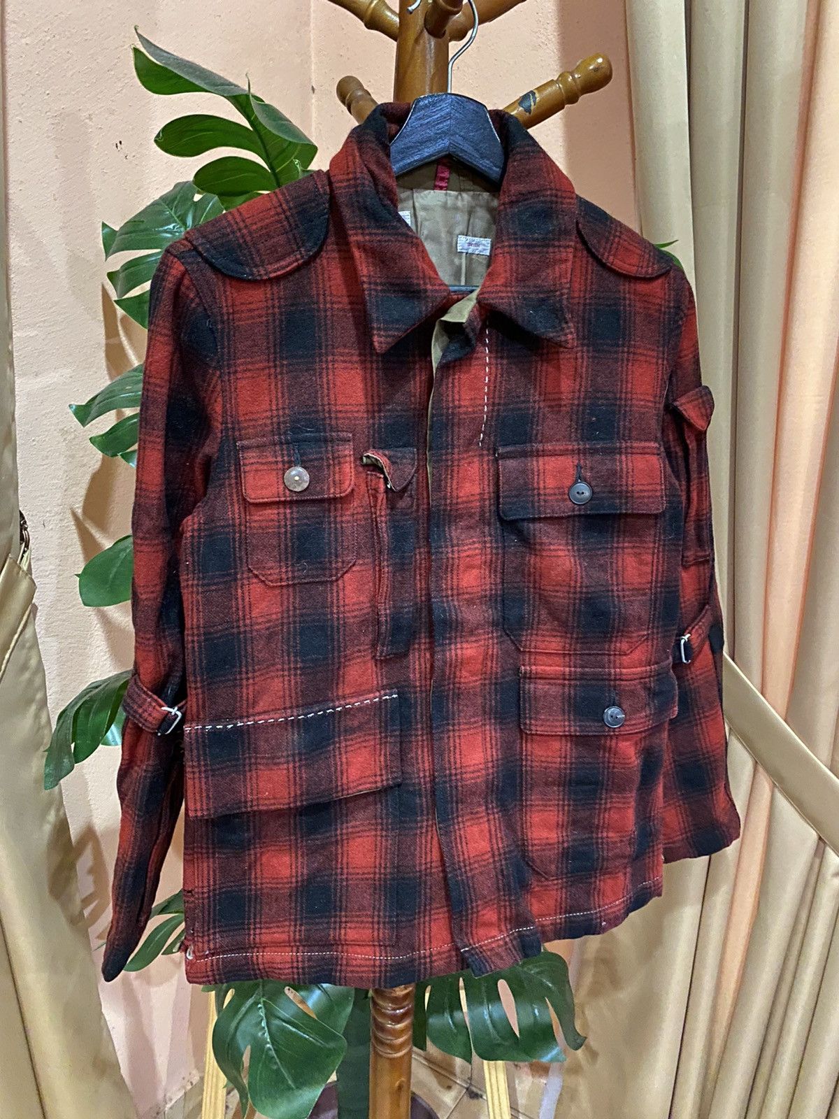 Paul Smith Red Ear Jacket with Red-Black Plaid Pattern
