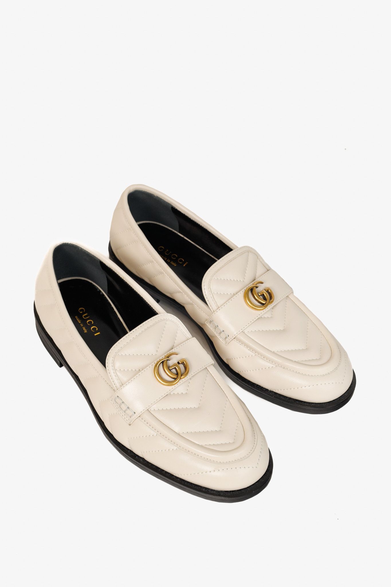 Gucci Gucci Marmont Cream GG Matelasse Leather Loafers Size US 7 / IT 37 - 1 Thumbnail