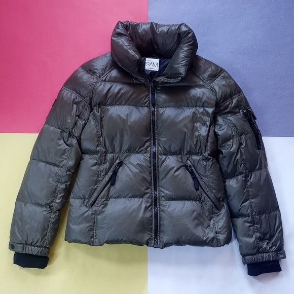 image of Sam. New York Puffer Jacket Freestyle in Gray Green, Women's (Size XL)