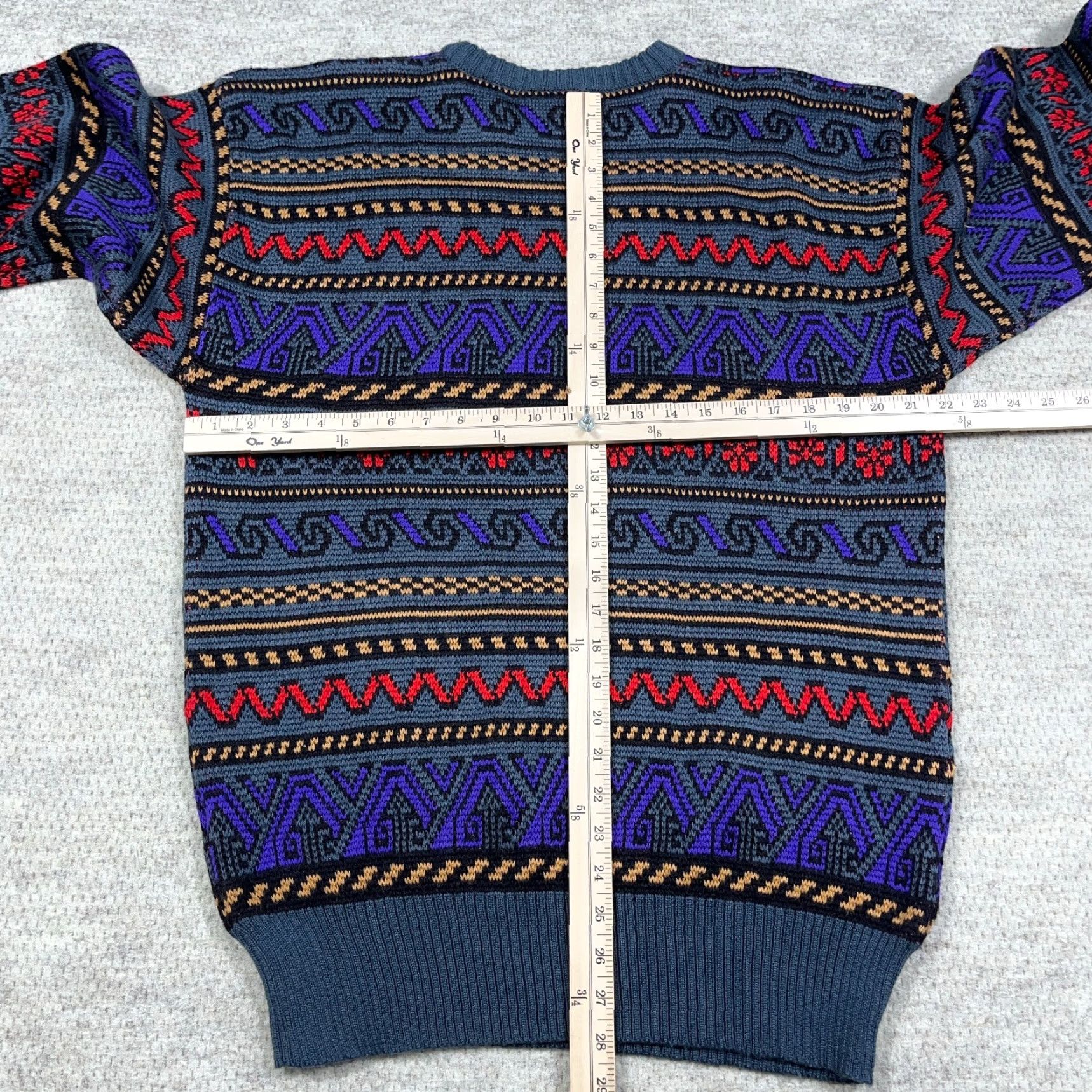 Vintage VINTAGE Grandpa Sweater Men XL Gray Purple Geometric Acrylic Wool Knit Golf 90s Size US XL / EU 56 / 4 - 7 Thumbnail