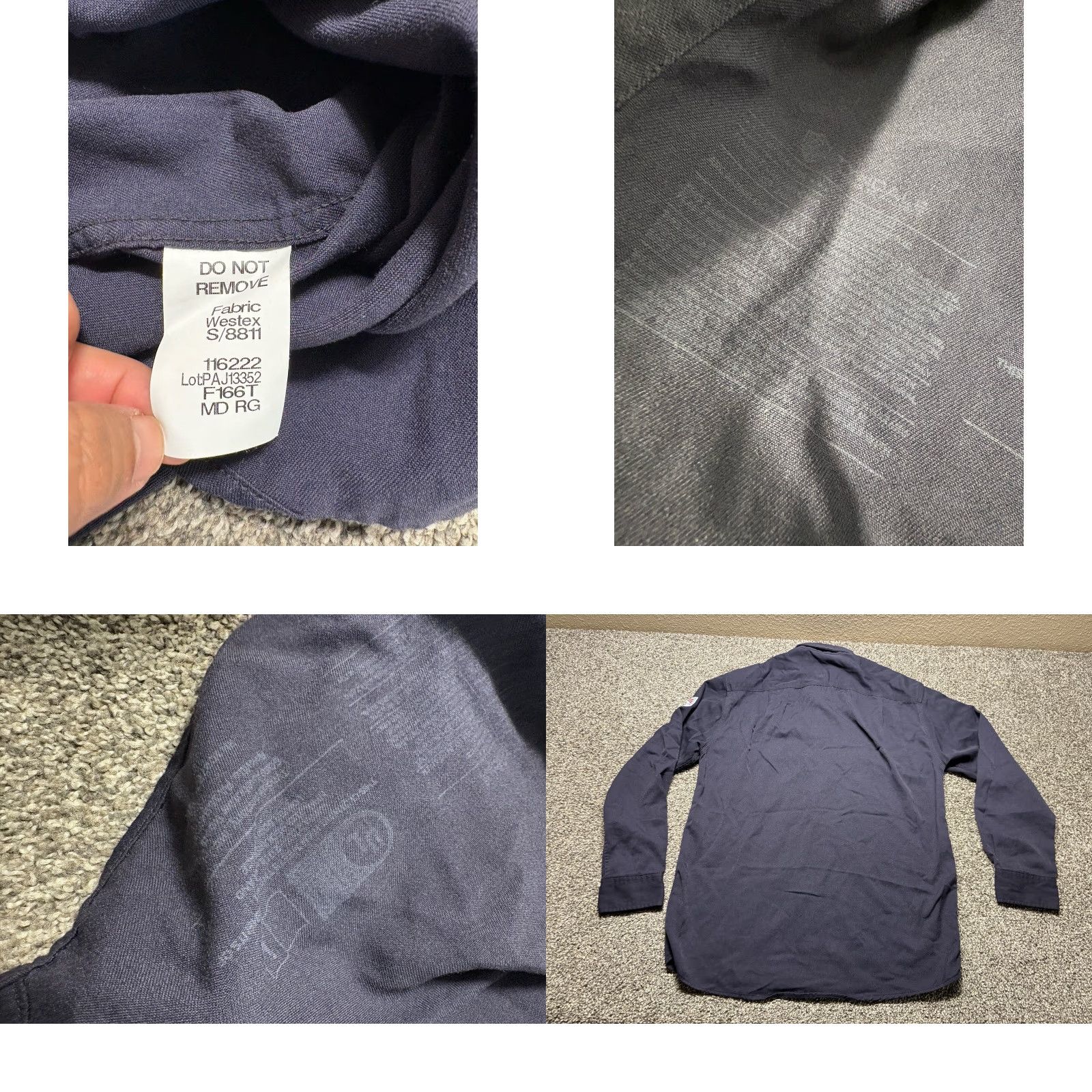 Vintage Tyndale FR Shirt Mens Medium Button Up Flame Resistant Button Up Navy Blue Cotton Blend Size US M / EU 48-50 / 2 - 8 Thumbnail