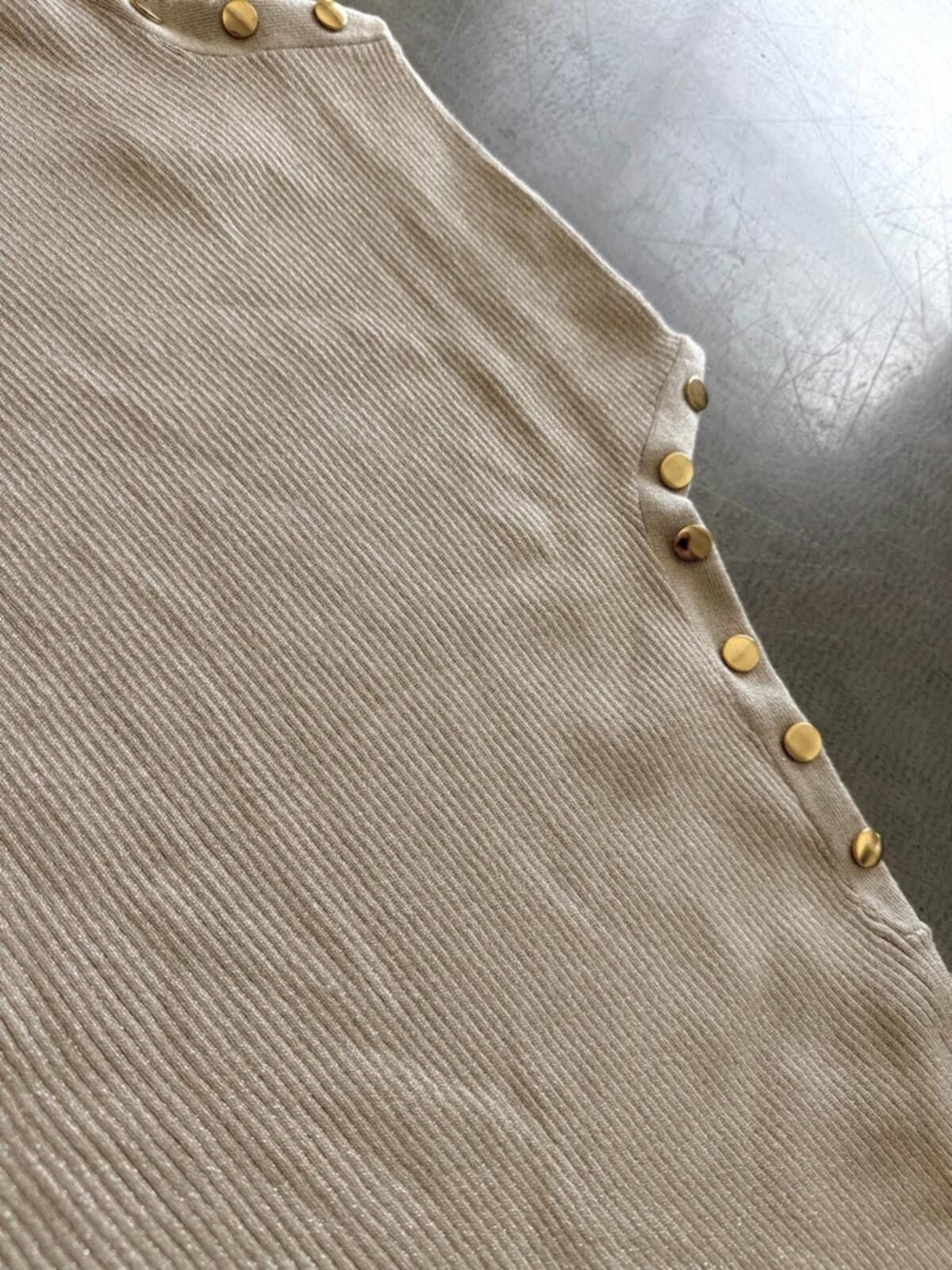 Other Tahari / Ribbed Mock Neck Sweater / Cream Gold Size S / US 4 / IT 40 - 8 Thumbnail