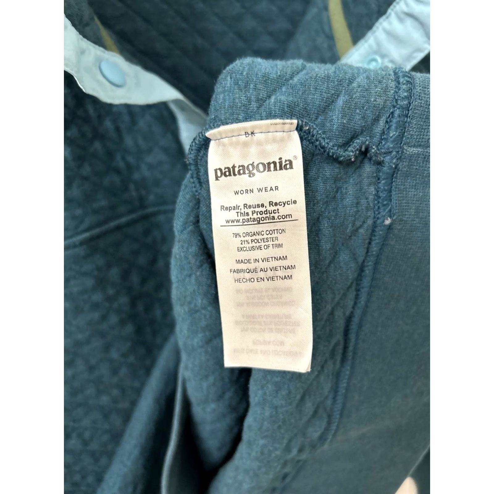 Patagonia Patagonia Organic Cotton Quilt Snap-T Pullover Womens M Teal Jacket L/S 25281 Size M / US 6-8 / IT 42-44 - 6 Thumbnail