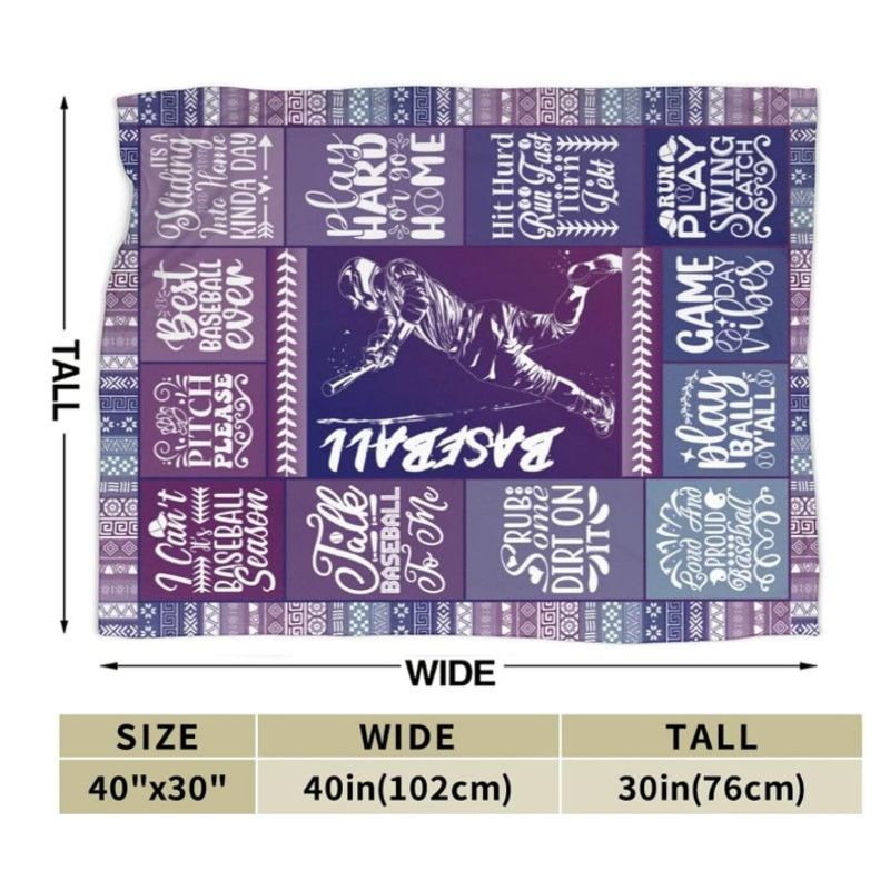 The Unbranded Brand Baseball Themed Design Printed Throw Blanket 40"x 50" Size ONE SIZE - 4 Thumbnail
