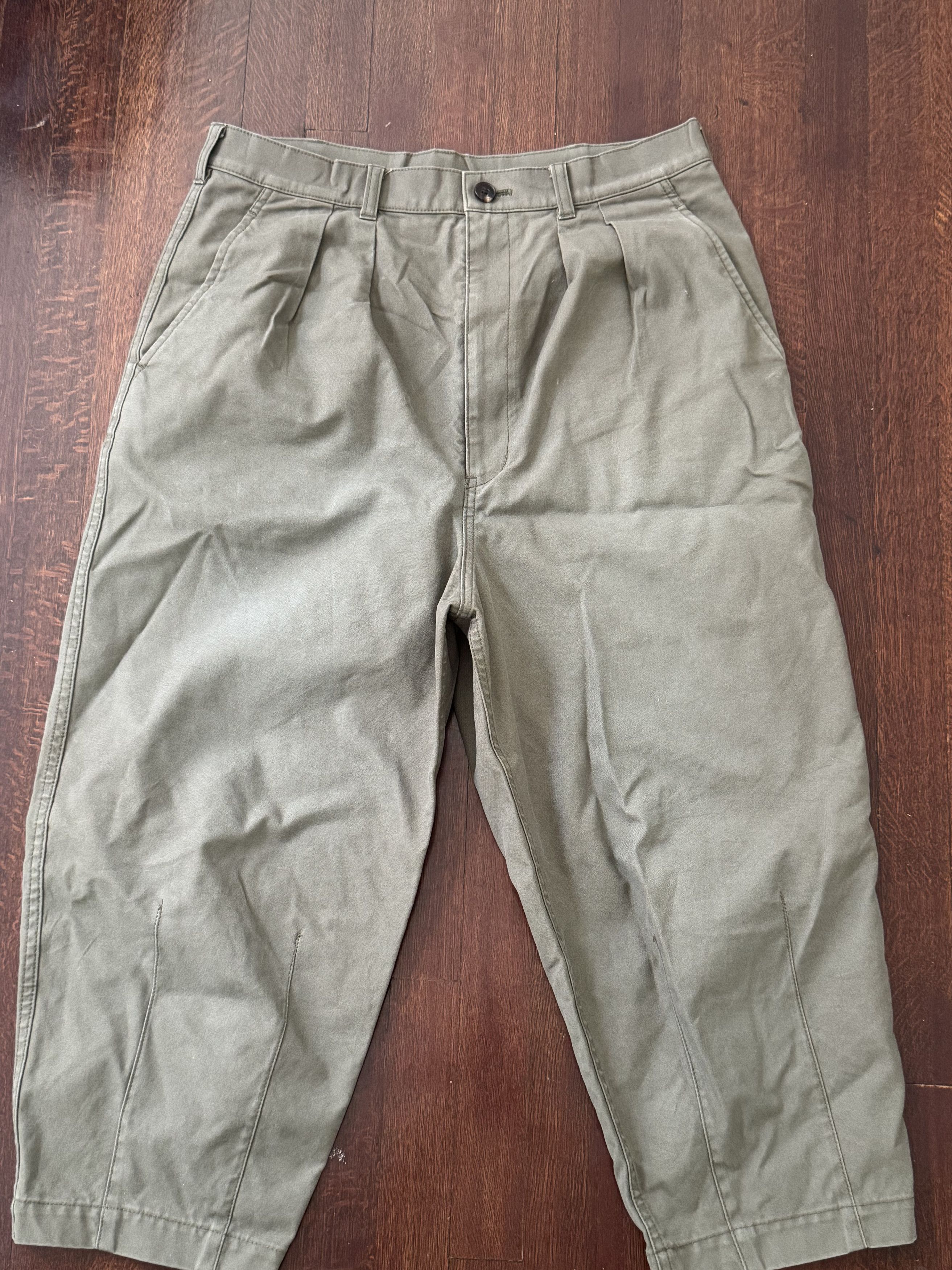 Comme des Garcons Homme Khaki Cotton Trousers Size US 30 / EU 46 - 1 Thumbnail